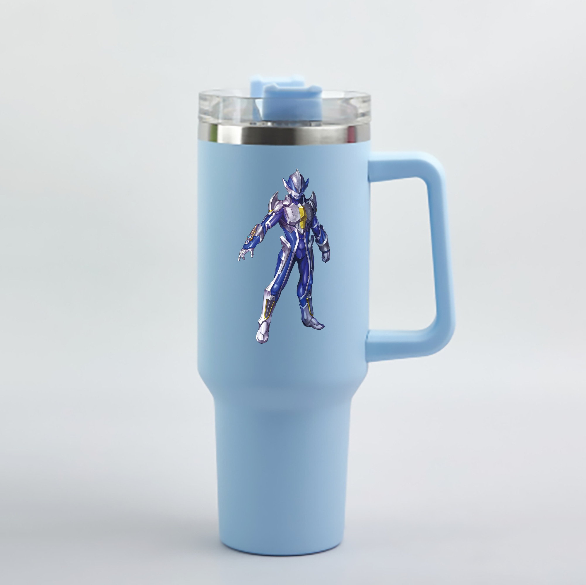 （画像用） ウルトラマン Ultraman 1200mL車用タンブラー - クリスタルステッカー（プラスチックストロー付き）