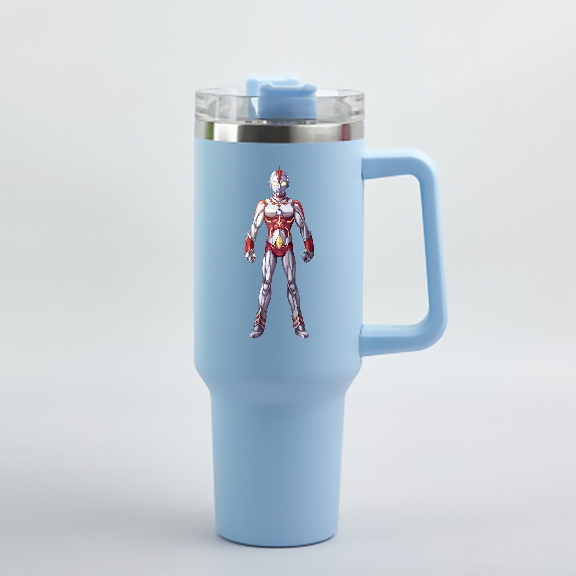 （画像用） ウルトラマン Ultraman 1200mL車用タンブラー - クリスタルステッカー（プラスチックストロー付き）