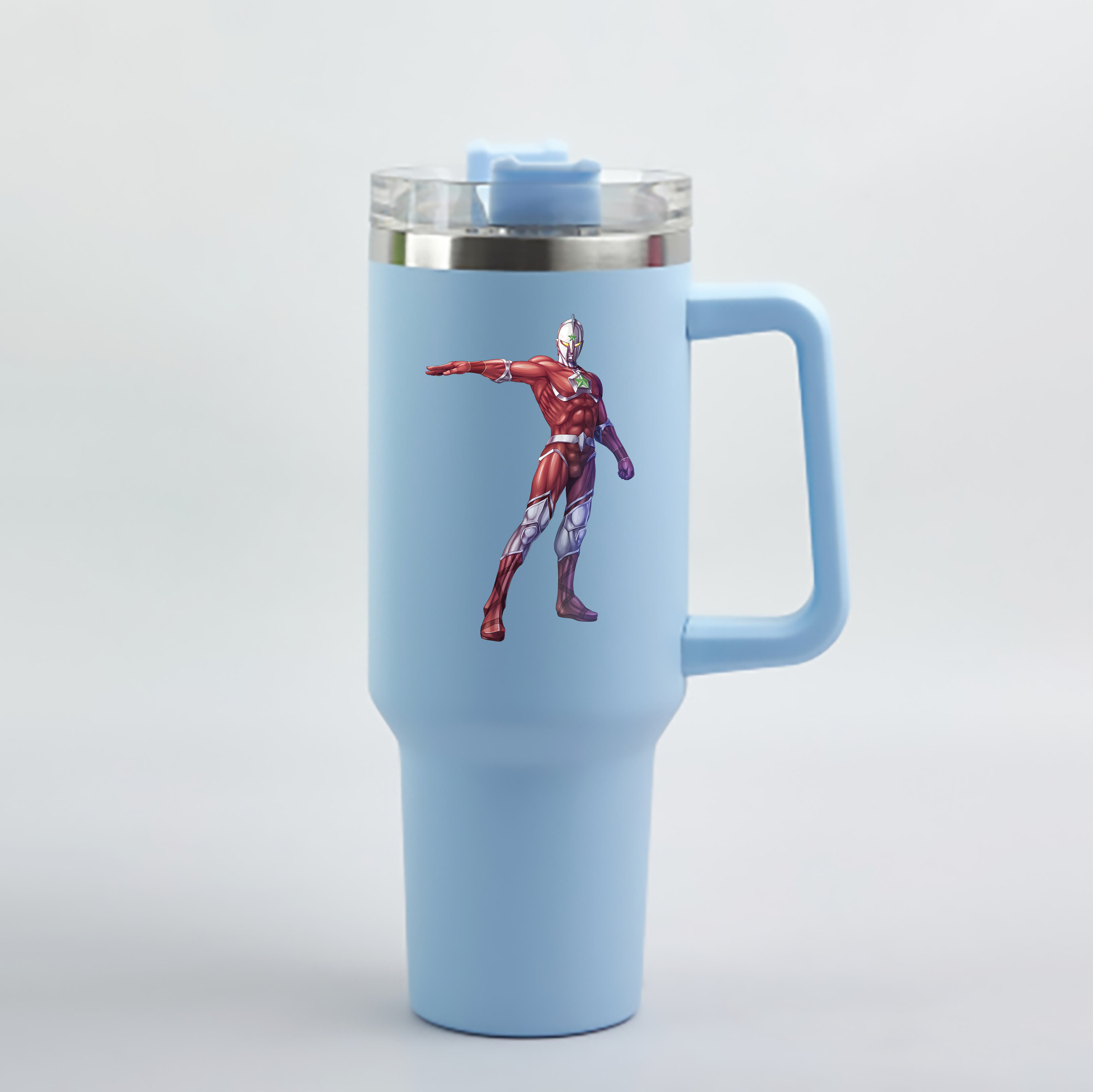 （画像用） ウルトラマン Ultraman 1200mL車用タンブラー - クリスタルステッカー（プラスチックストロー付き）
