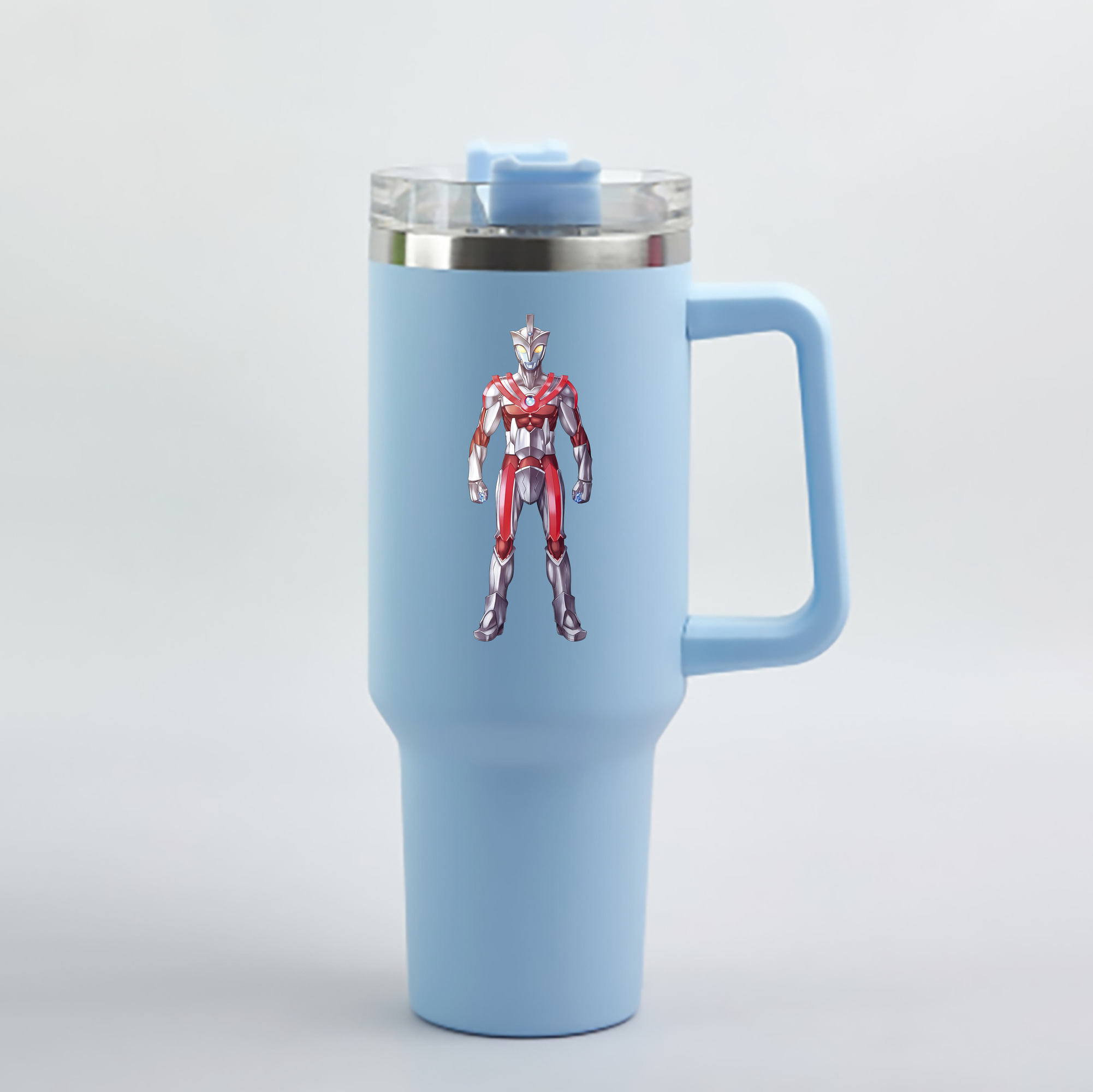 （画像用） ウルトラマン Ultraman 1200mL車用タンブラー - クリスタルステッカー（プラスチックストロー付き）