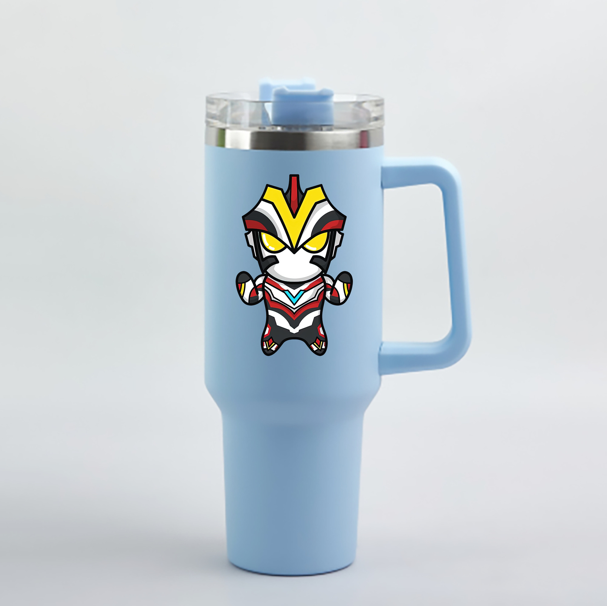 （画像用） ウルトラマン Ultraman 1200mL車用タンブラー - クリスタルステッカー（プラスチックストロー付き）