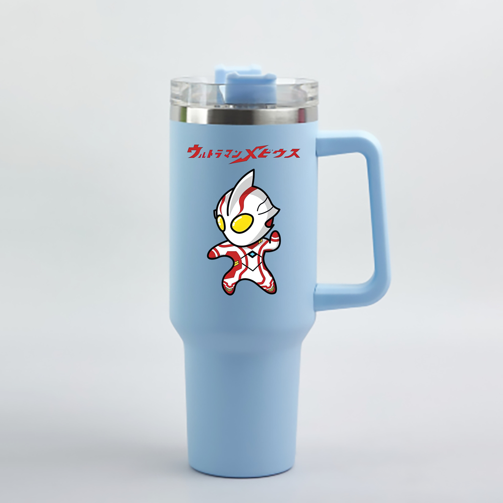 （画像用） ウルトラマン Ultraman 1200mL車用タンブラー - クリスタルステッカー（プラスチックストロー付き）