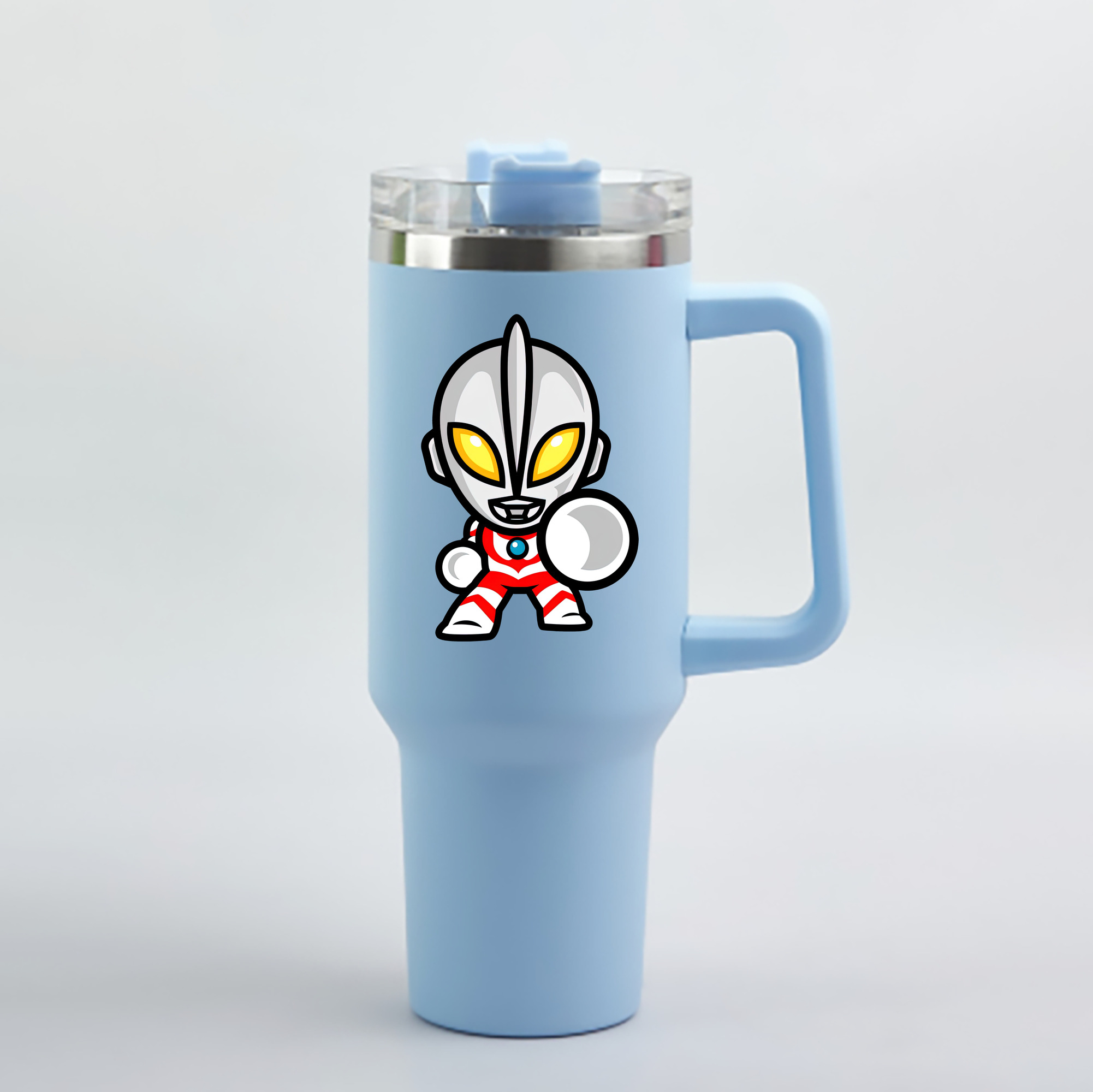 （画像用） ウルトラマン Ultraman 1200mL車用タンブラー - クリスタルステッカー（プラスチックストロー付き）