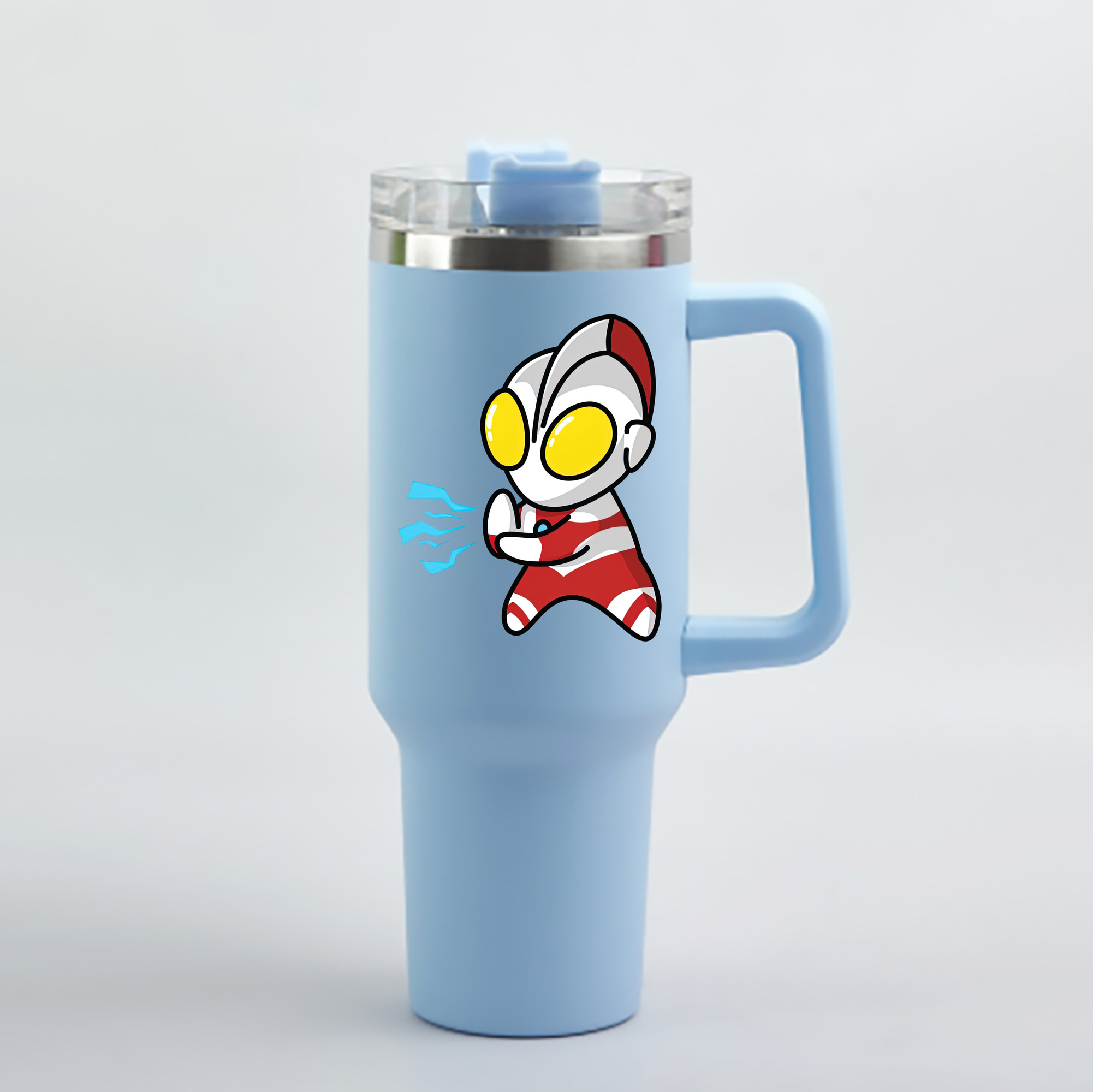 （画像用） ウルトラマン Ultraman 1200mL車用タンブラー - クリスタルステッカー（プラスチックストロー付き）
