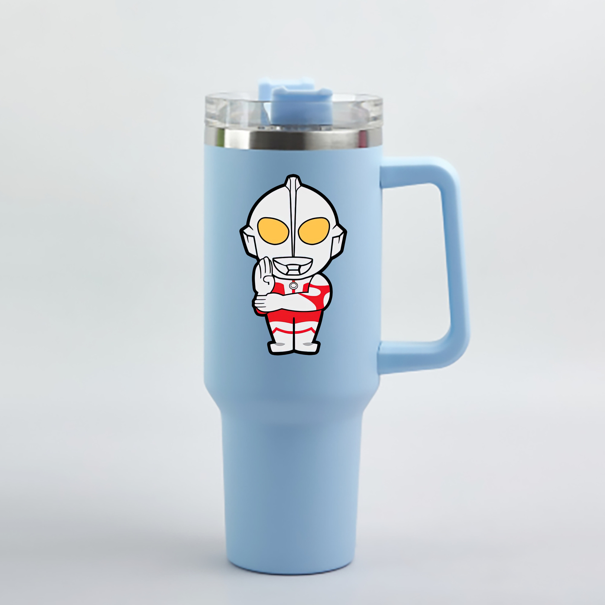 （画像用） ウルトラマン Ultraman 1200mL車用タンブラー - クリスタルステッカー（プラスチックストロー付き）