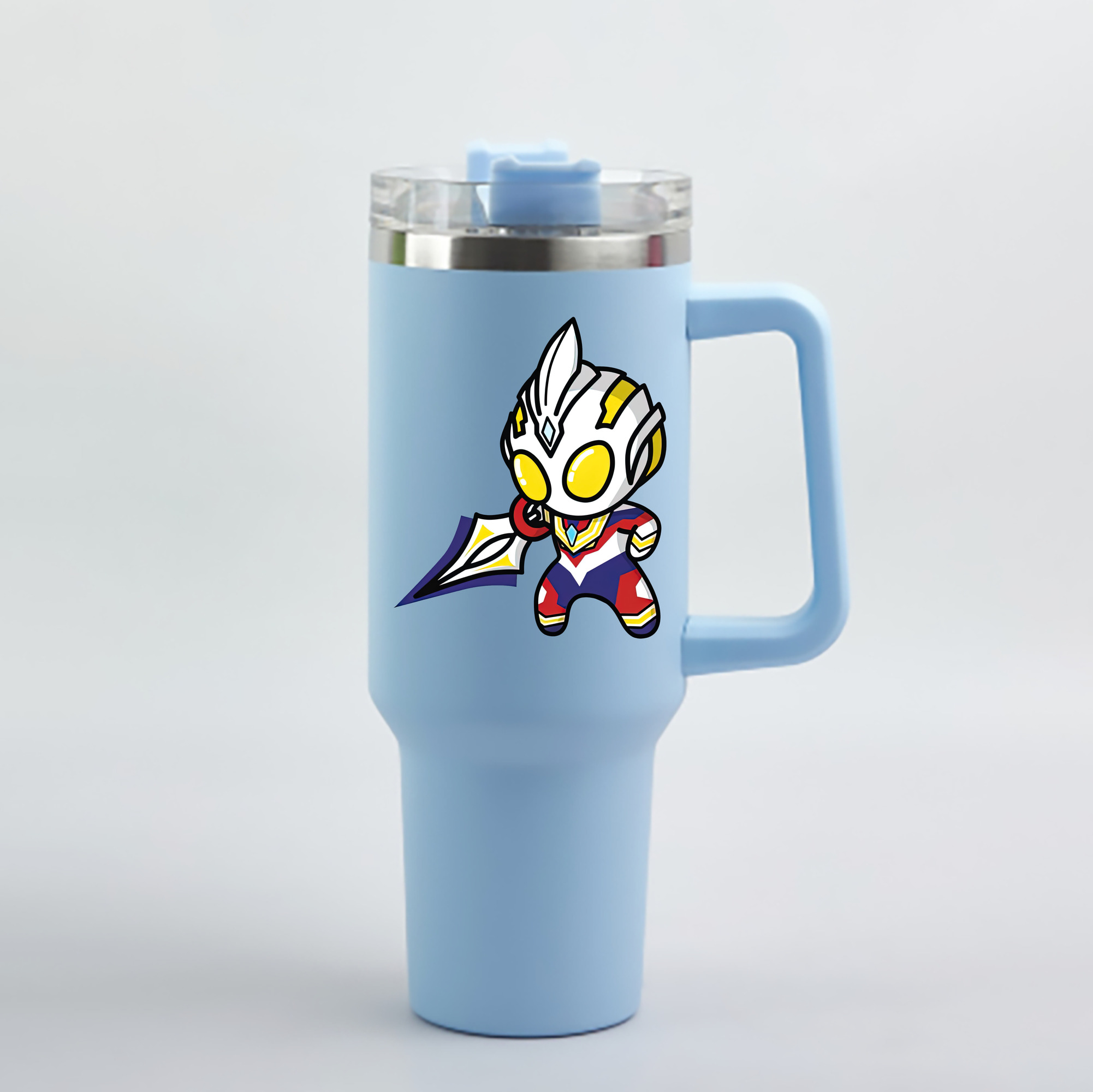 （画像用） ウルトラマン Ultraman 1200mL車用タンブラー - クリスタルステッカー（プラスチックストロー付き）