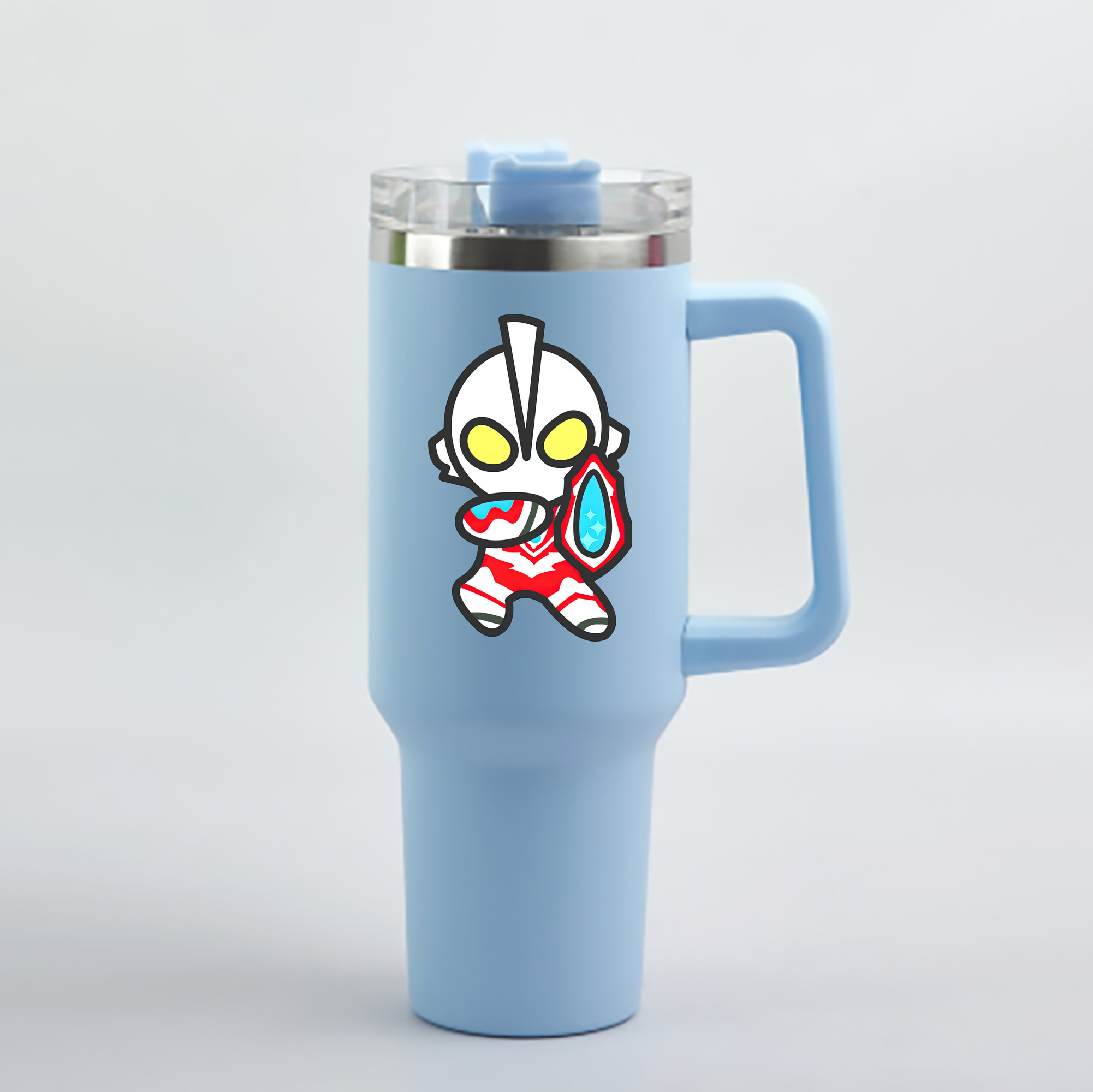 （画像用） ウルトラマン Ultraman 1200mL車用タンブラー - クリスタルステッカー（プラスチックストロー付き）