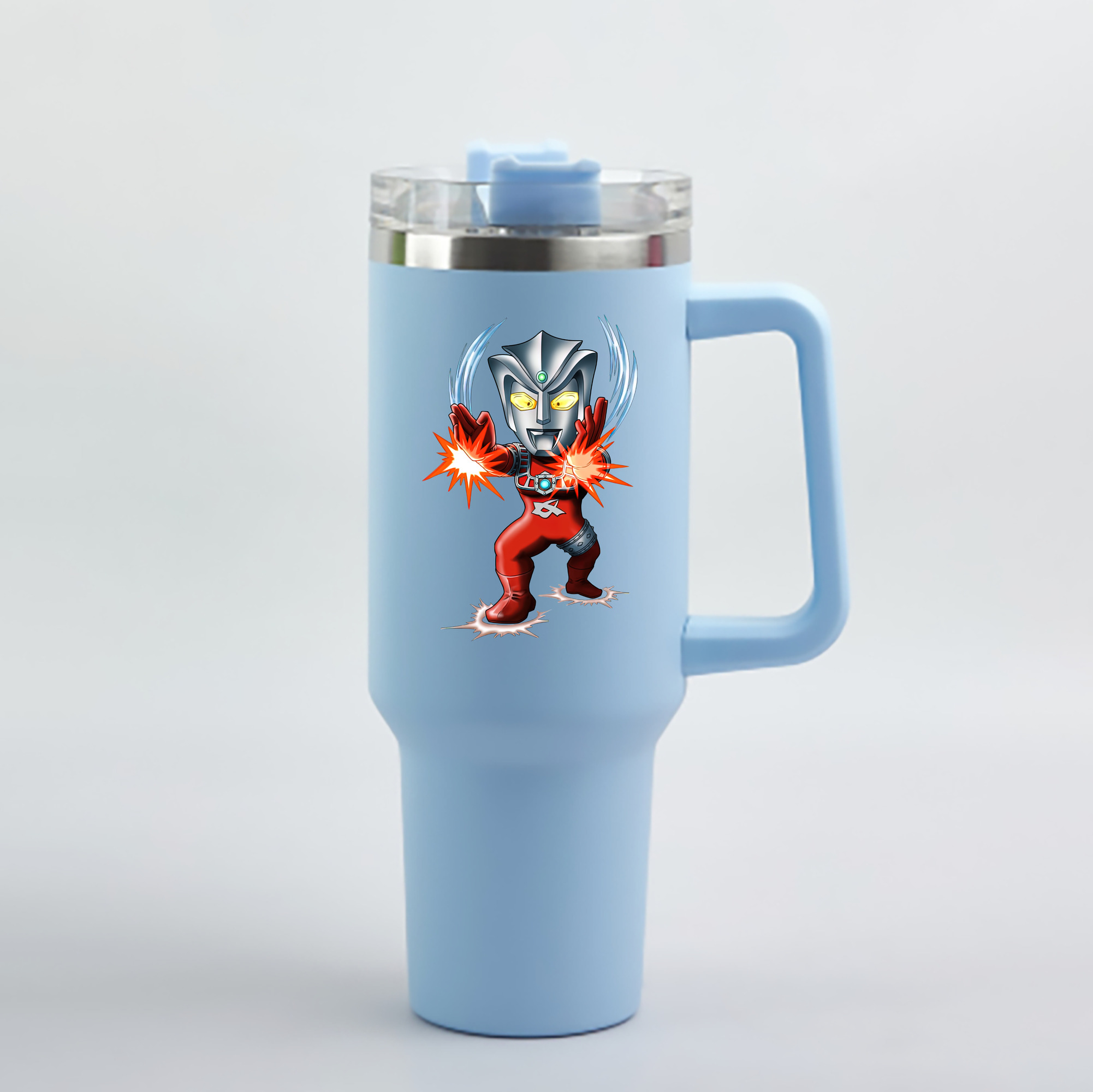 （画像用） ウルトラマン Ultraman 1200mL車用タンブラー - クリスタルステッカー（プラスチックストロー付き）
