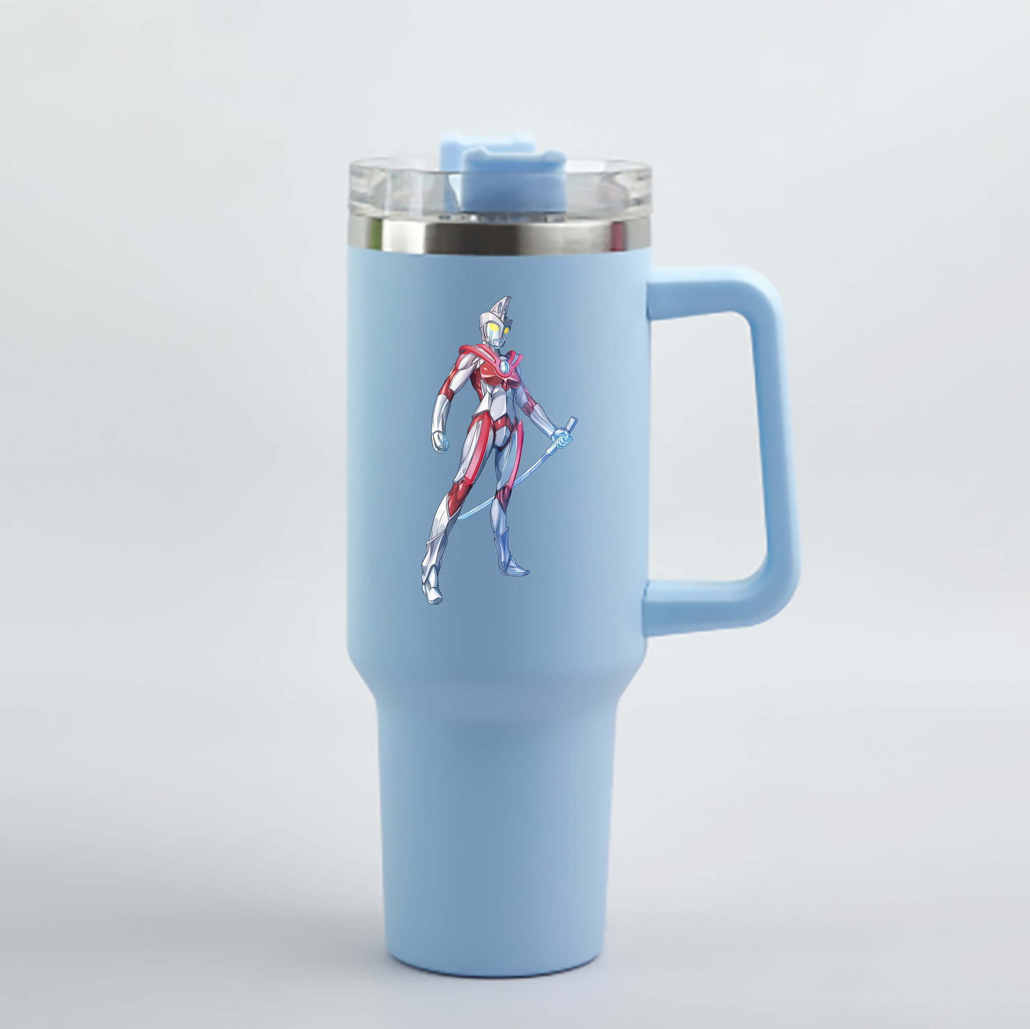 （画像用） ウルトラマン Ultraman 1200mL車用タンブラー - クリスタルステッカー（プラスチックストロー付き）