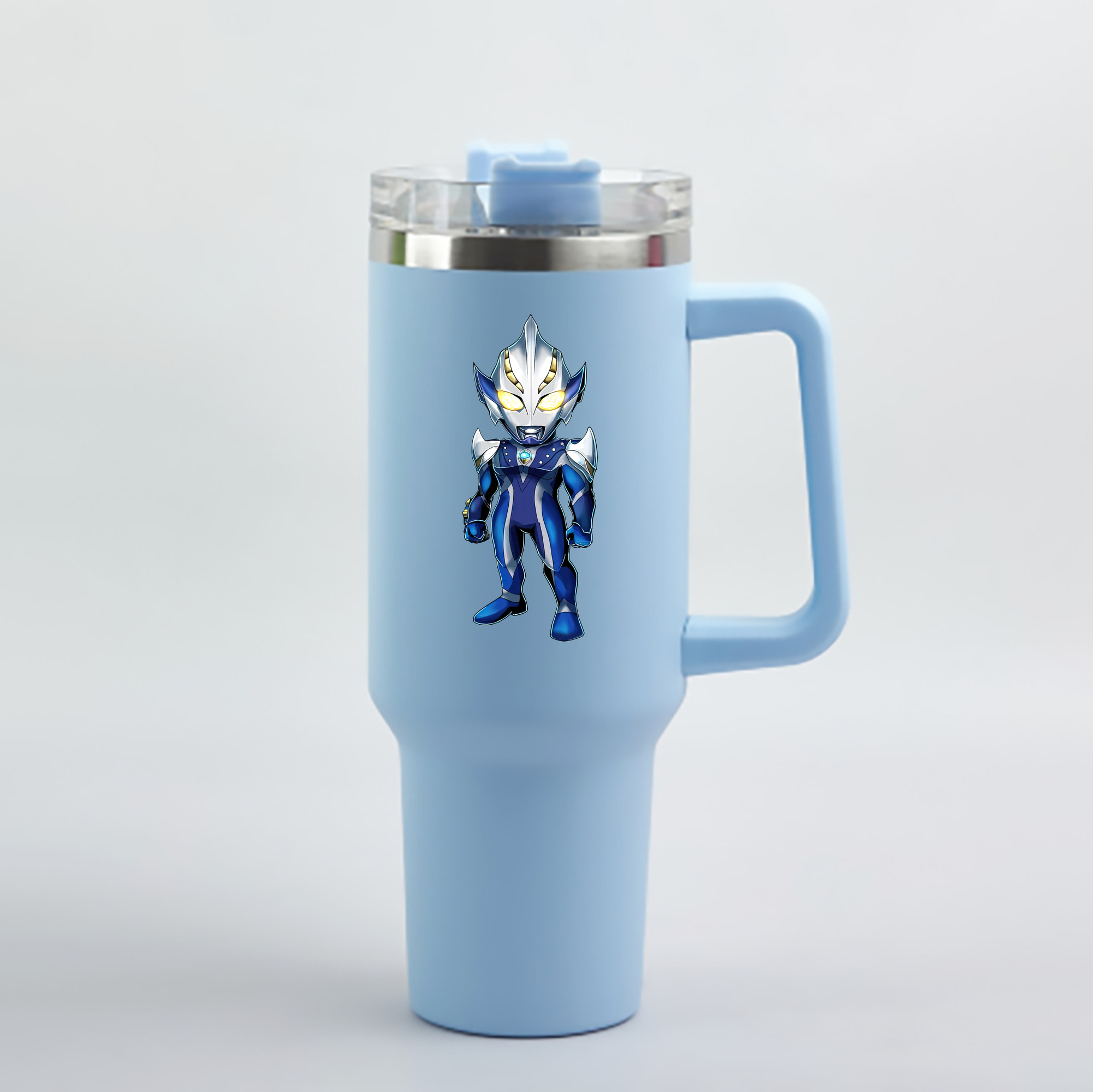（画像用） ウルトラマン Ultraman 1200mL車用タンブラー - クリスタルステッカー（プラスチックストロー付き）
