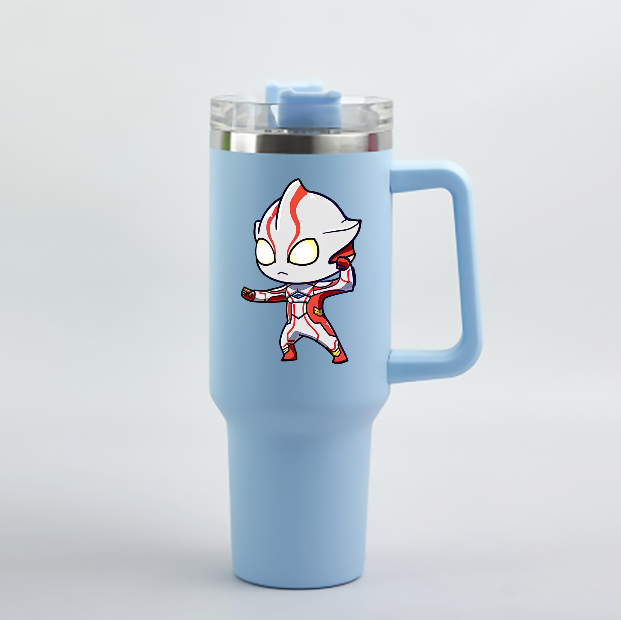 （画像用） ウルトラマン Ultraman 1200mL車用タンブラー - クリスタルステッカー（プラスチックストロー付き）