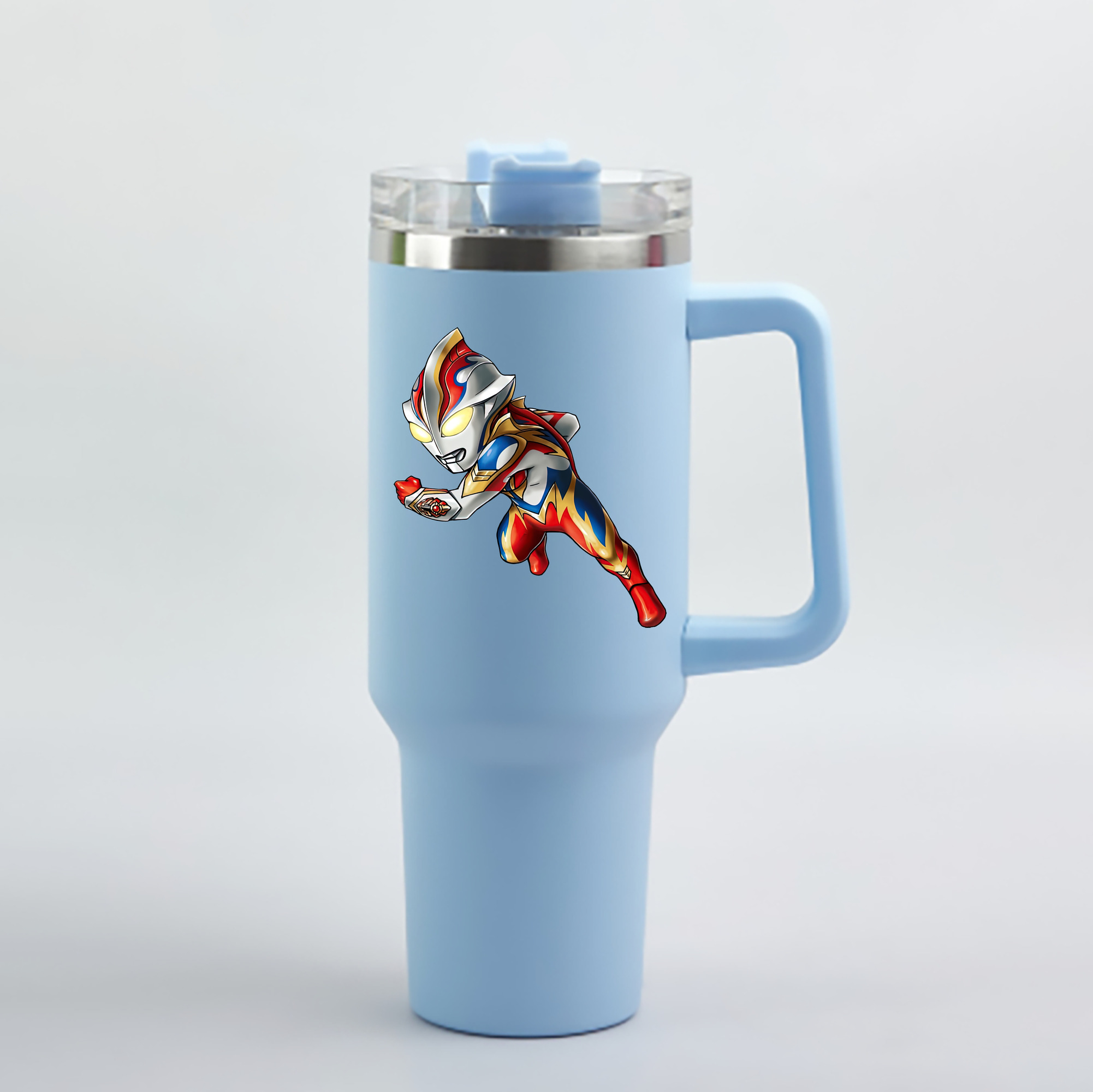 （画像用） ウルトラマン Ultraman 1200mL車用タンブラー - クリスタルステッカー（プラスチックストロー付き）