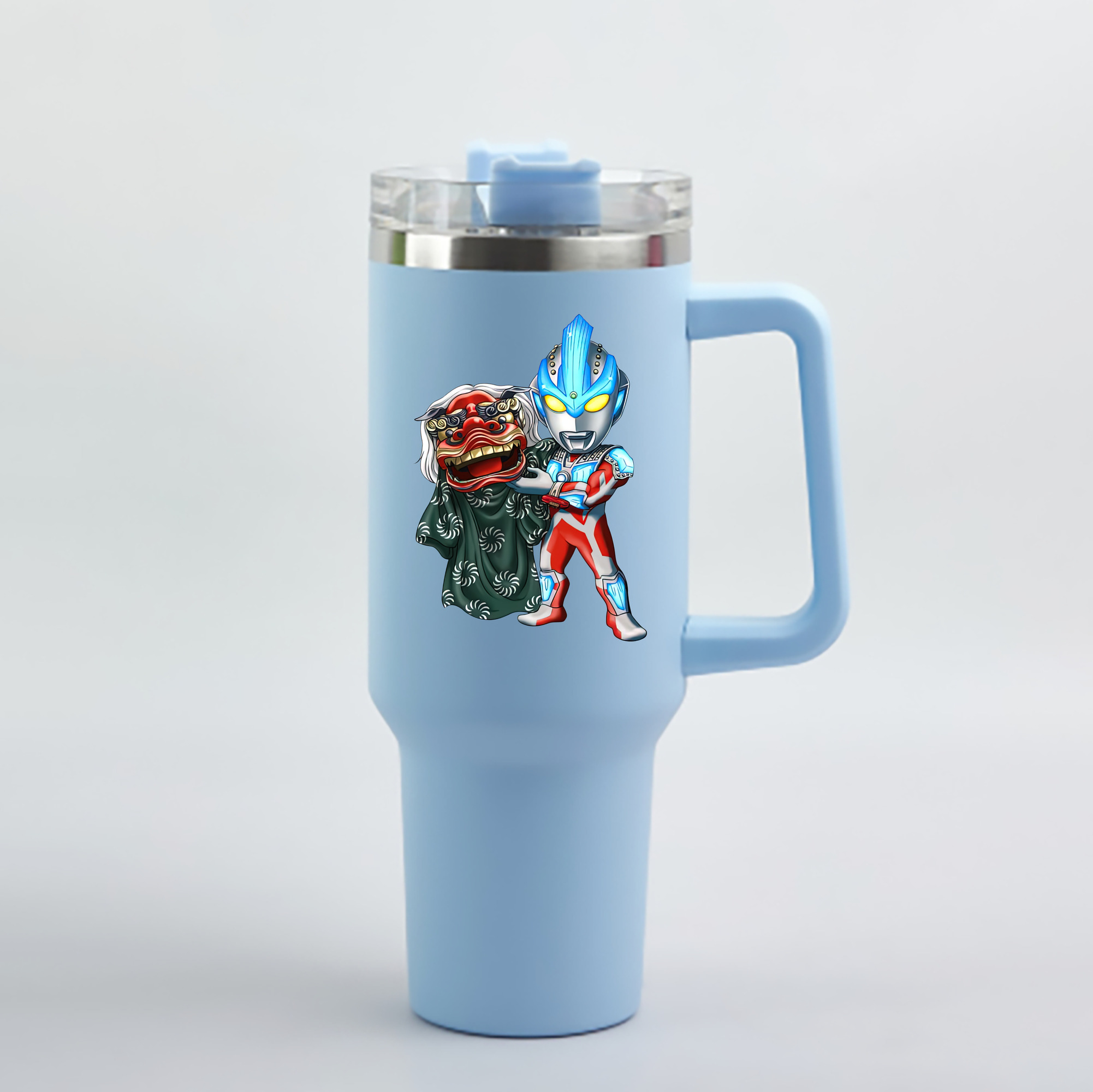 （画像用） ウルトラマン Ultraman 1200mL車用タンブラー - クリスタルステッカー（プラスチックストロー付き）