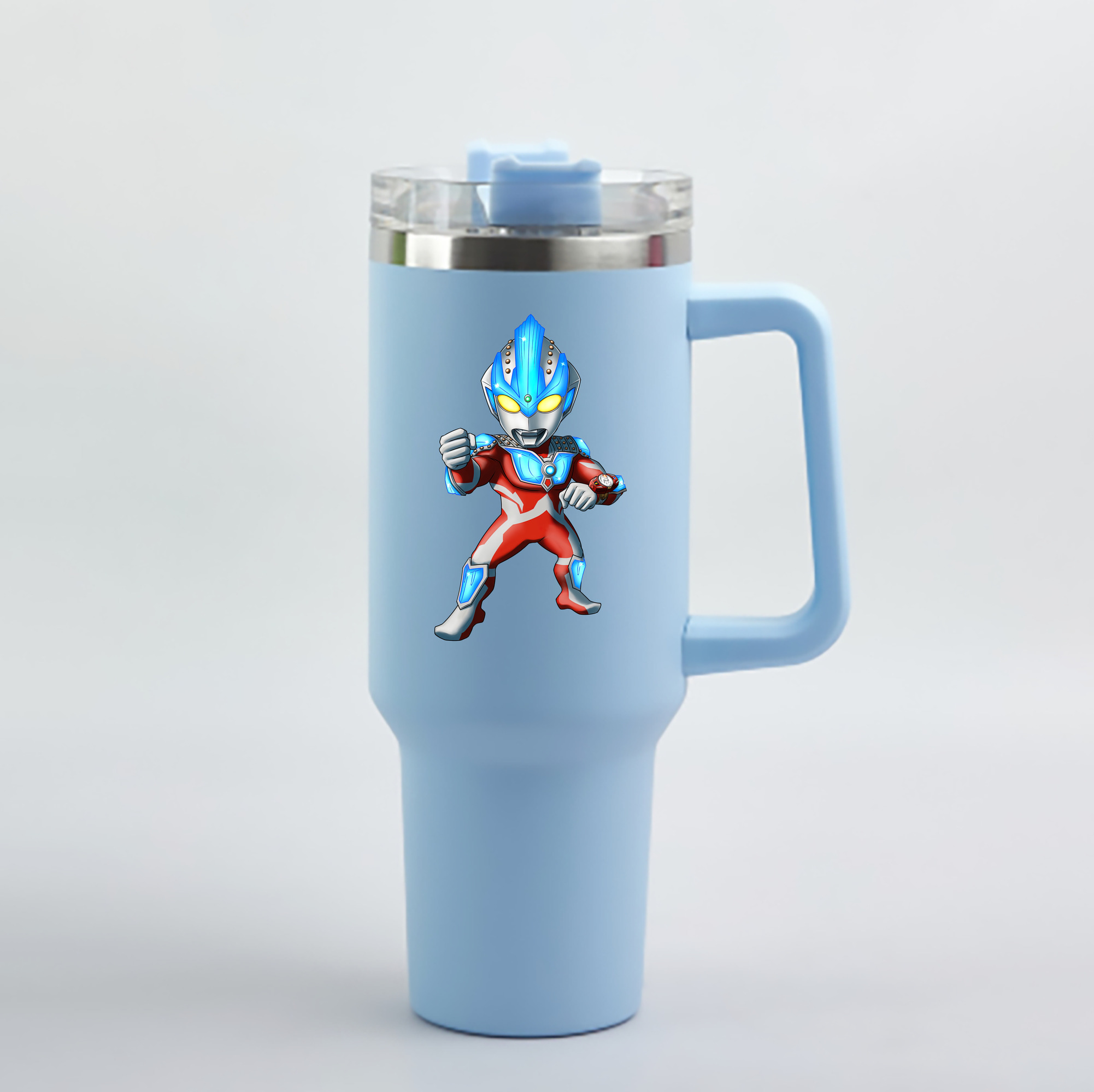 （画像用） ウルトラマン Ultraman 1200mL車用タンブラー - クリスタルステッカー（プラスチックストロー付き）