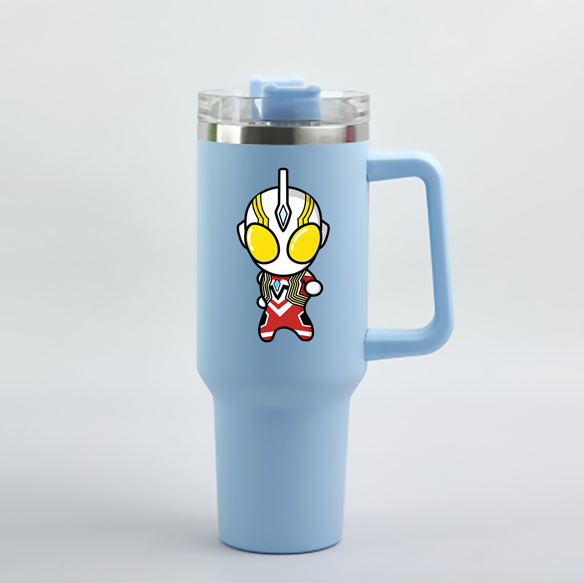 （画像用） ウルトラマン Ultraman 1200mL車用タンブラー - クリスタルステッカー（プラスチックストロー付き）