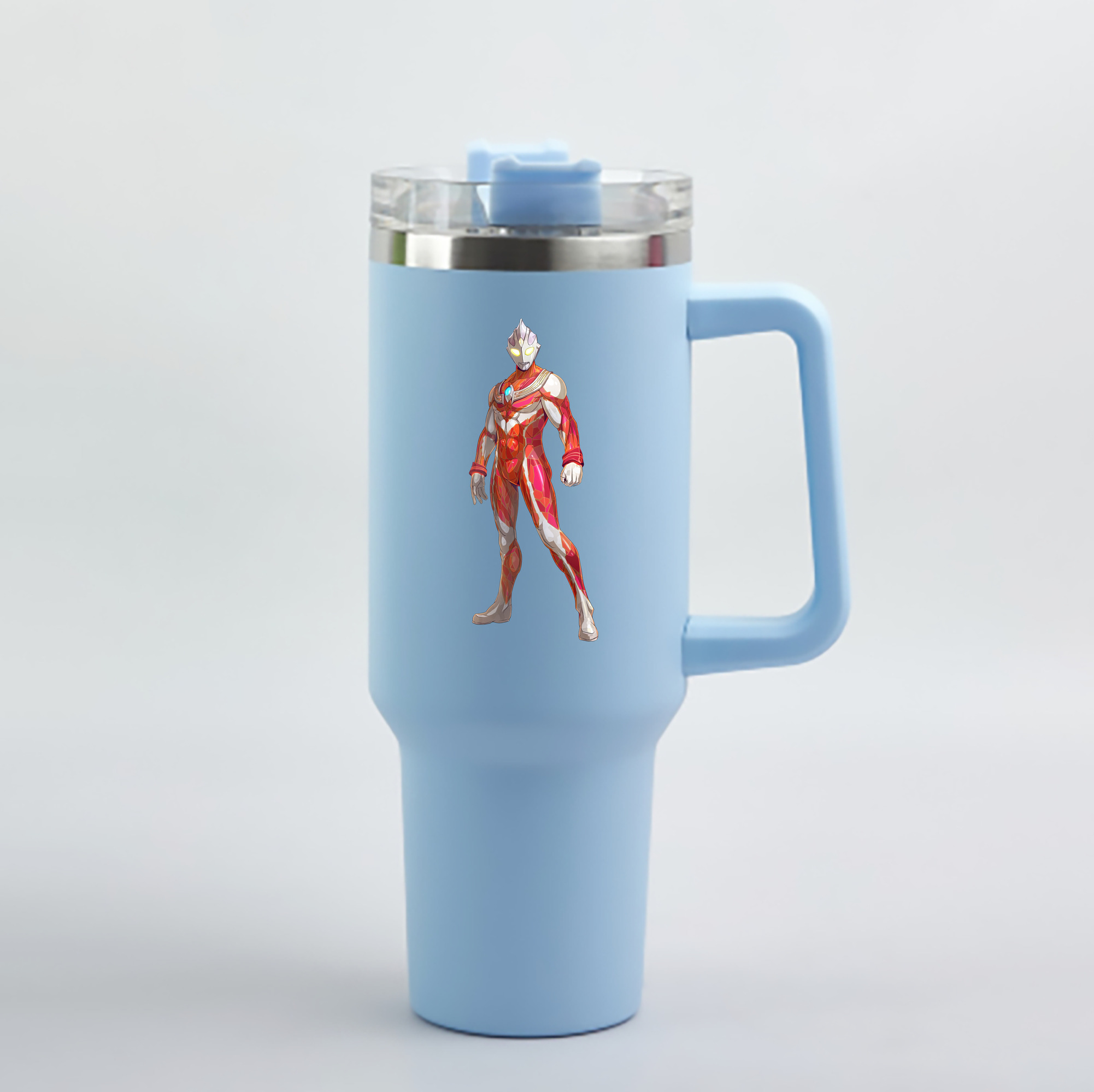 （画像用） ウルトラマン Ultraman 1200mL車用タンブラー - クリスタルステッカー（プラスチックストロー付き）