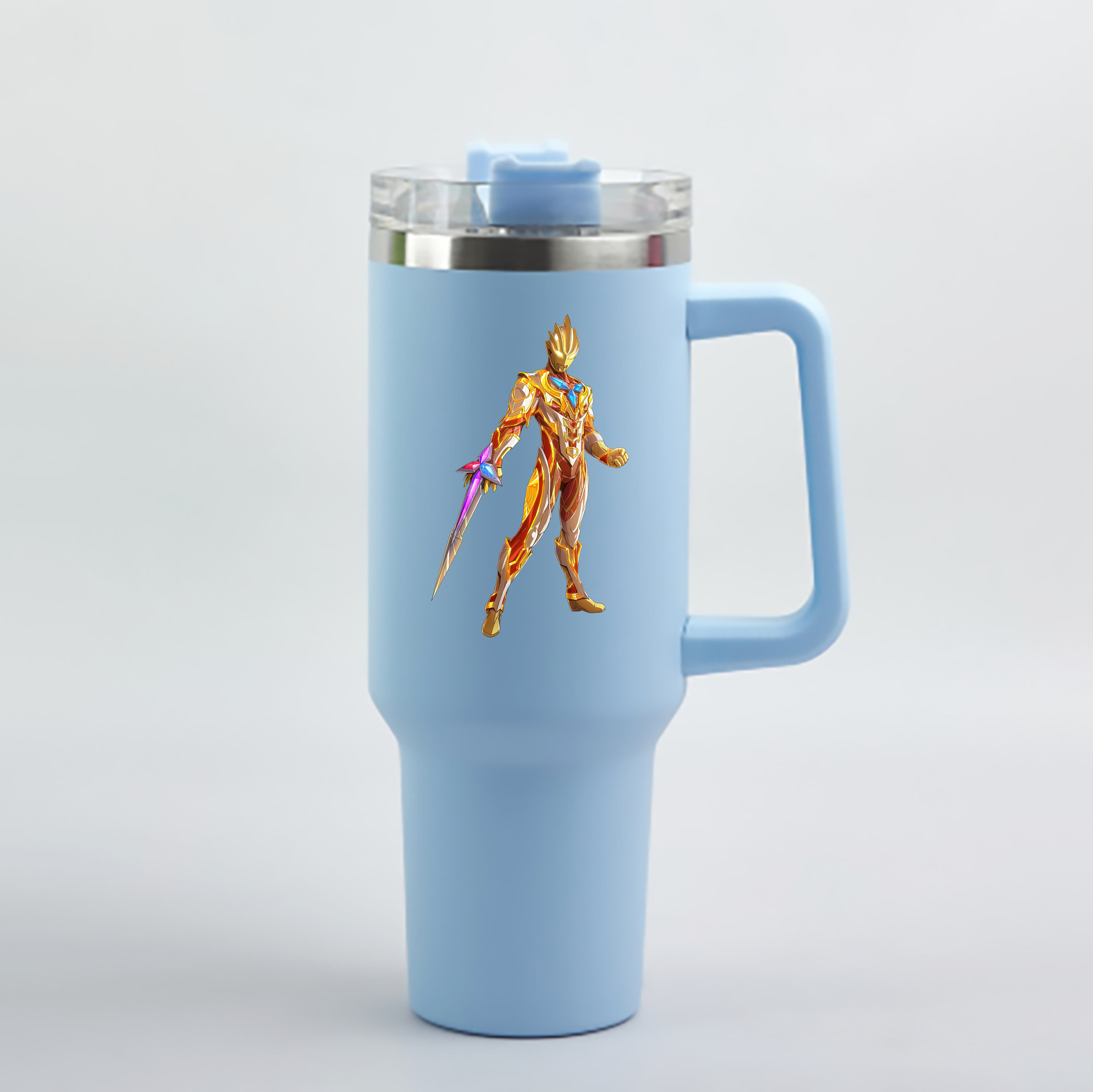 （画像用） ウルトラマン Ultraman 1200mL車用タンブラー - クリスタルステッカー（プラスチックストロー付き）
