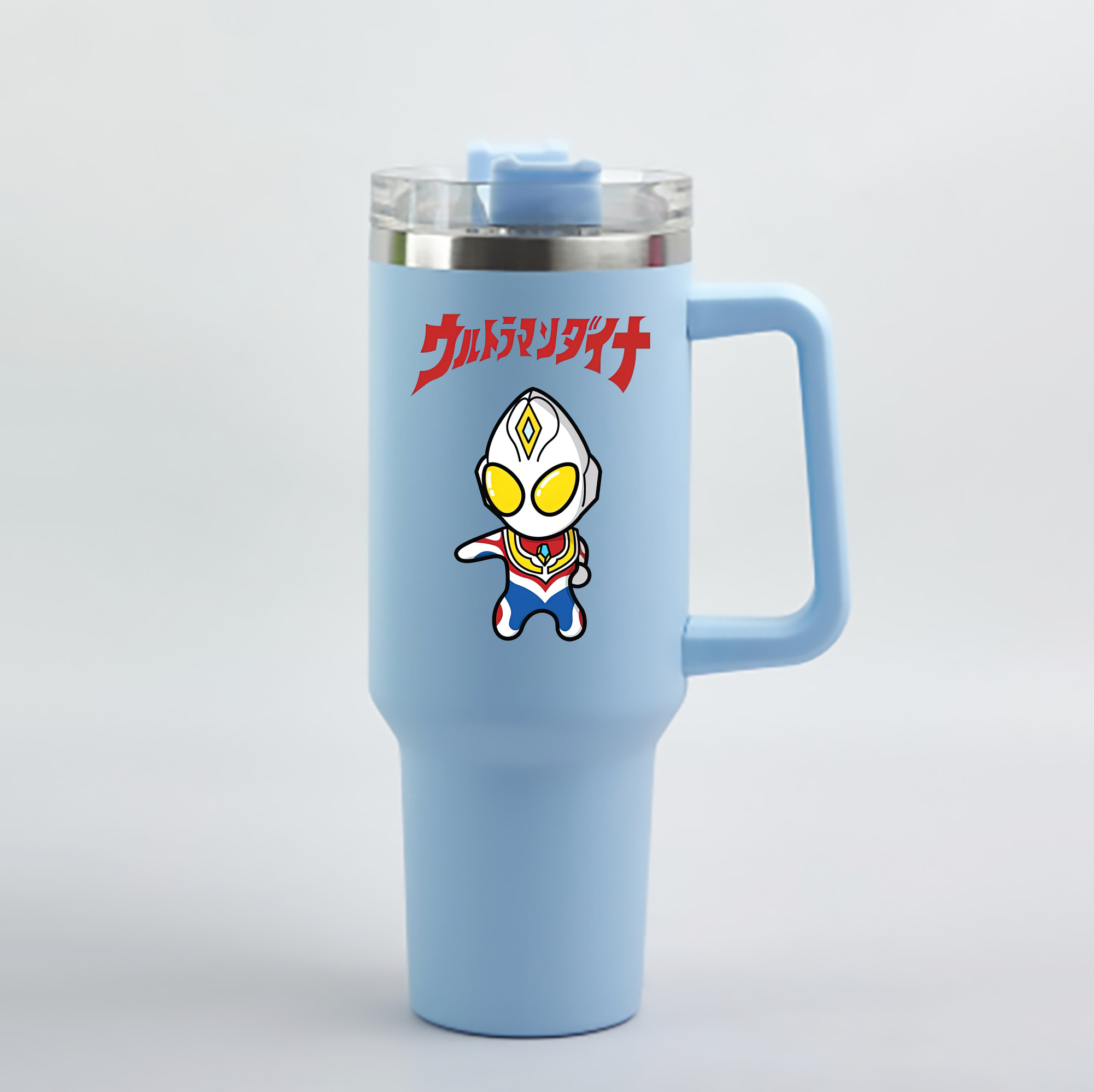 （画像用） ウルトラマン Ultraman 1200mL車用タンブラー - クリスタルステッカー（プラスチックストロー付き）