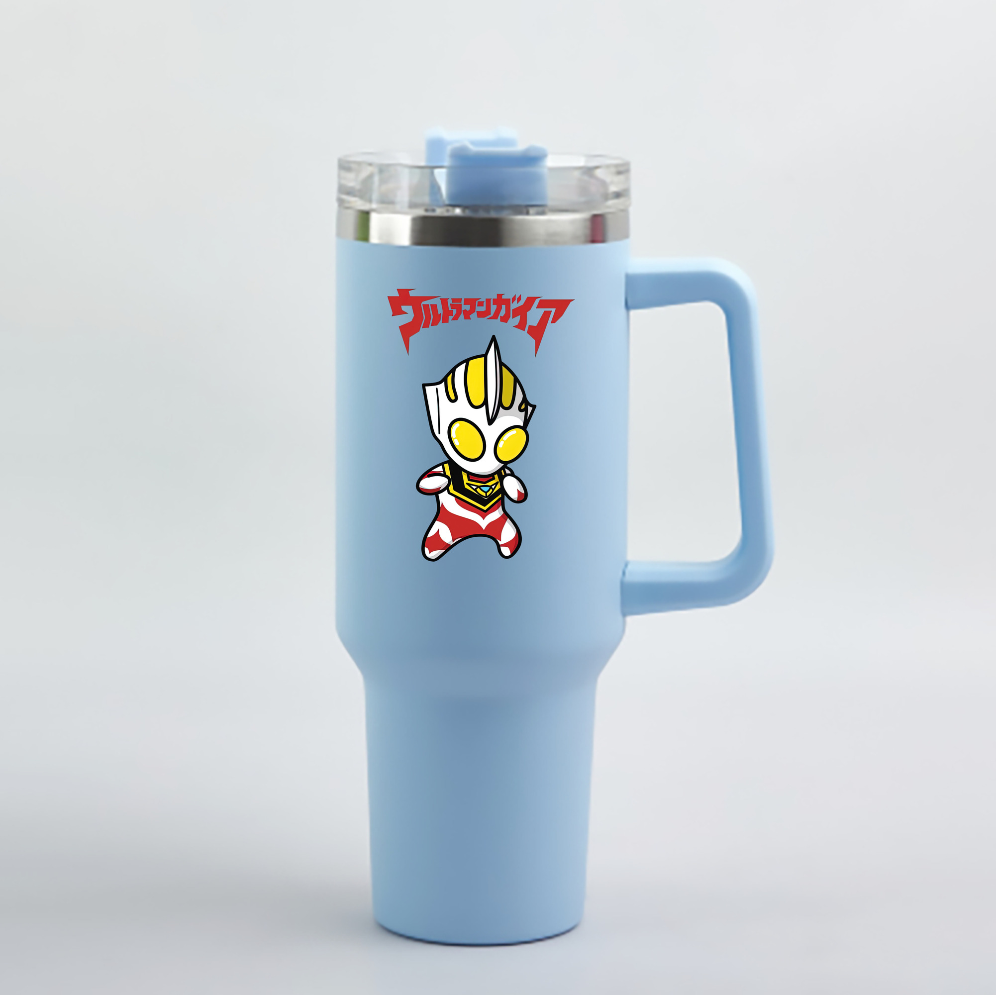 （画像用） ウルトラマン Ultraman 1200mL車用タンブラー - クリスタルステッカー（プラスチックストロー付き）