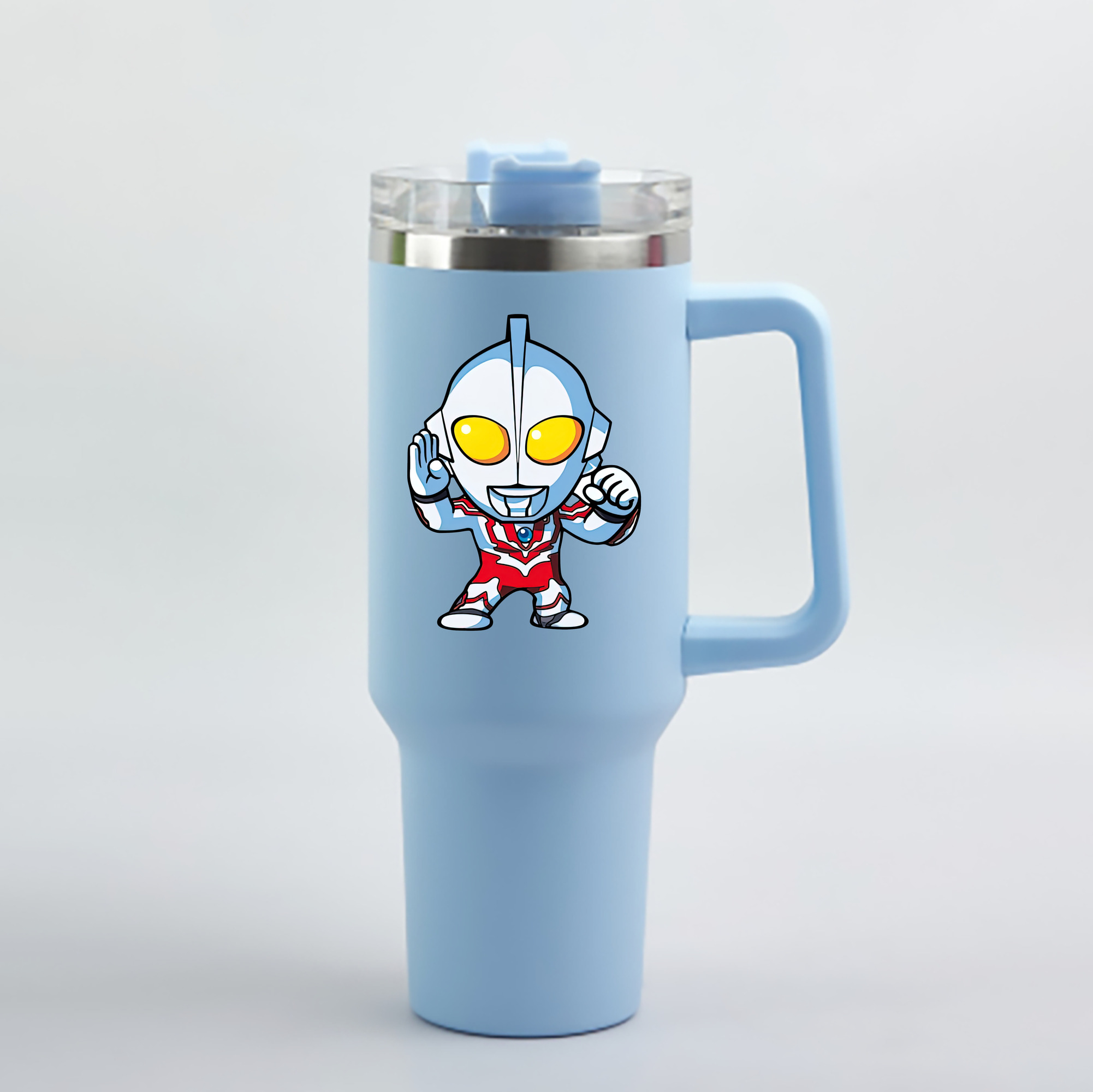 （画像用） ウルトラマン Ultraman 1200mL車用タンブラー - クリスタルステッカー（プラスチックストロー付き）