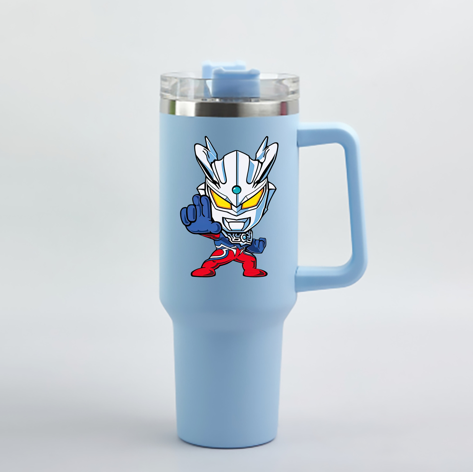 （画像用） ウルトラマン Ultraman 1200mL車用タンブラー - クリスタルステッカー（プラスチックストロー付き）