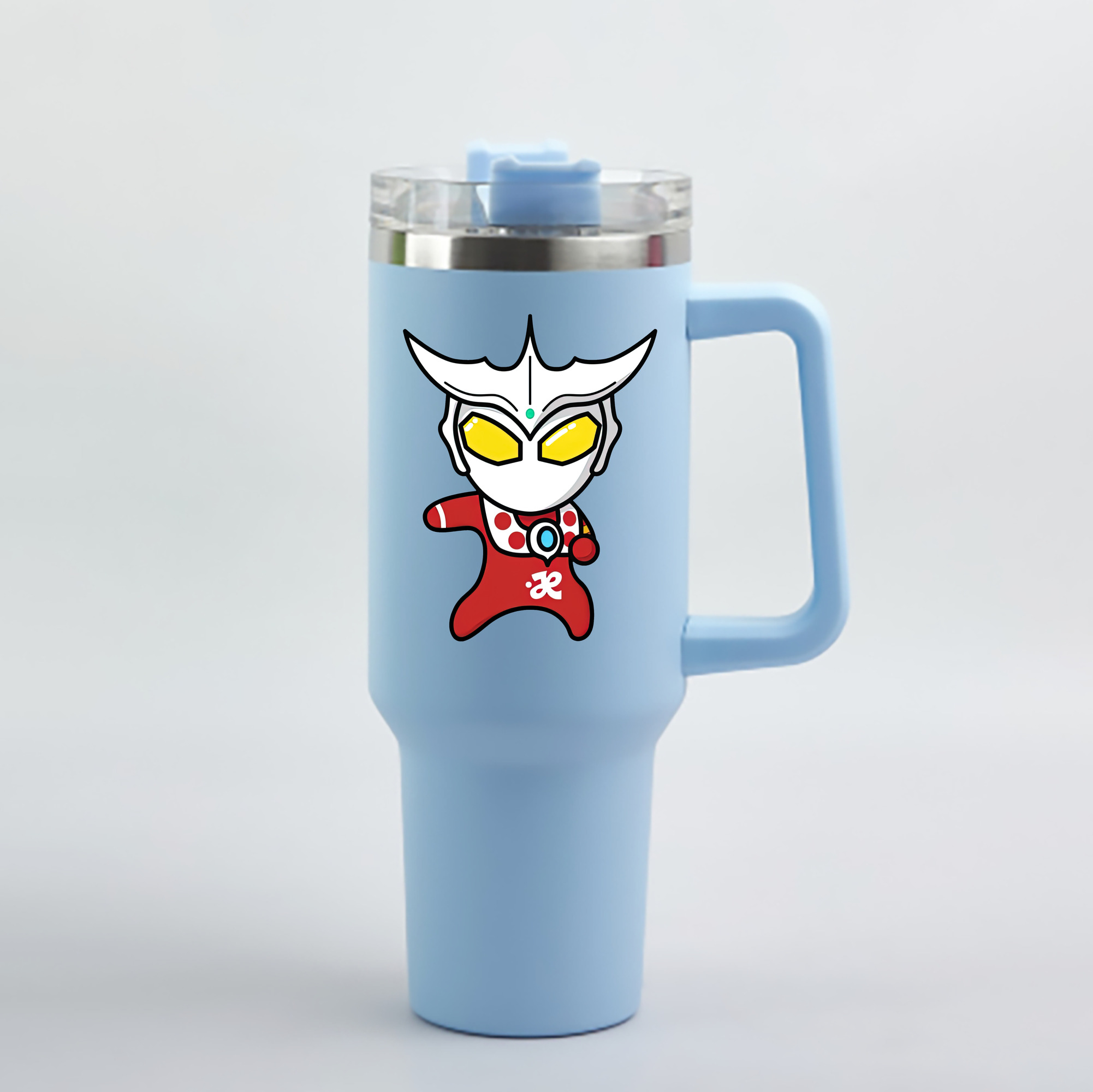 （画像用） ウルトラマン Ultraman 1200mL車用タンブラー - クリスタルステッカー（プラスチックストロー付き）