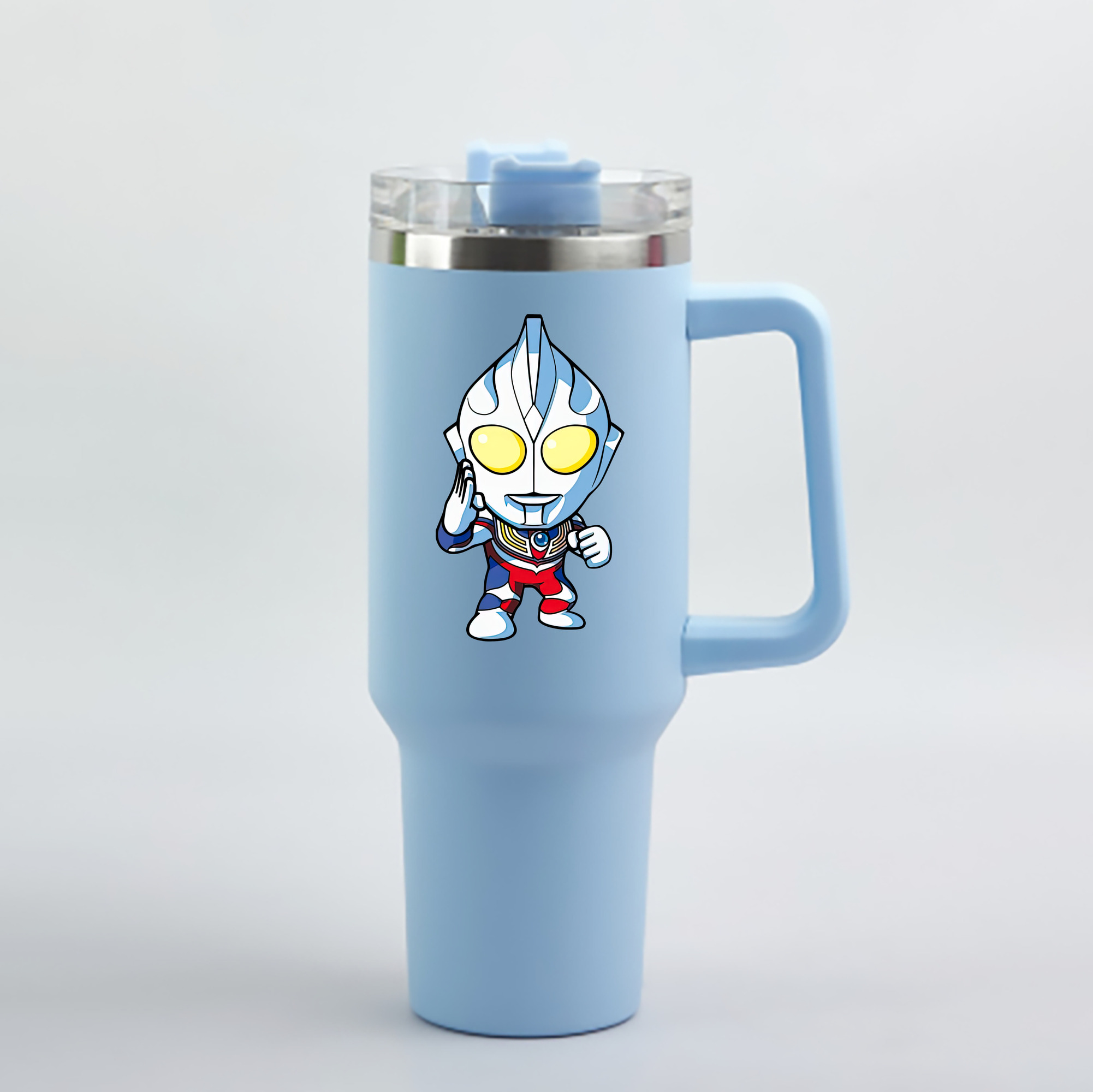 （画像用） ウルトラマン Ultraman 1200mL車用タンブラー - クリスタルステッカー（プラスチックストロー付き）