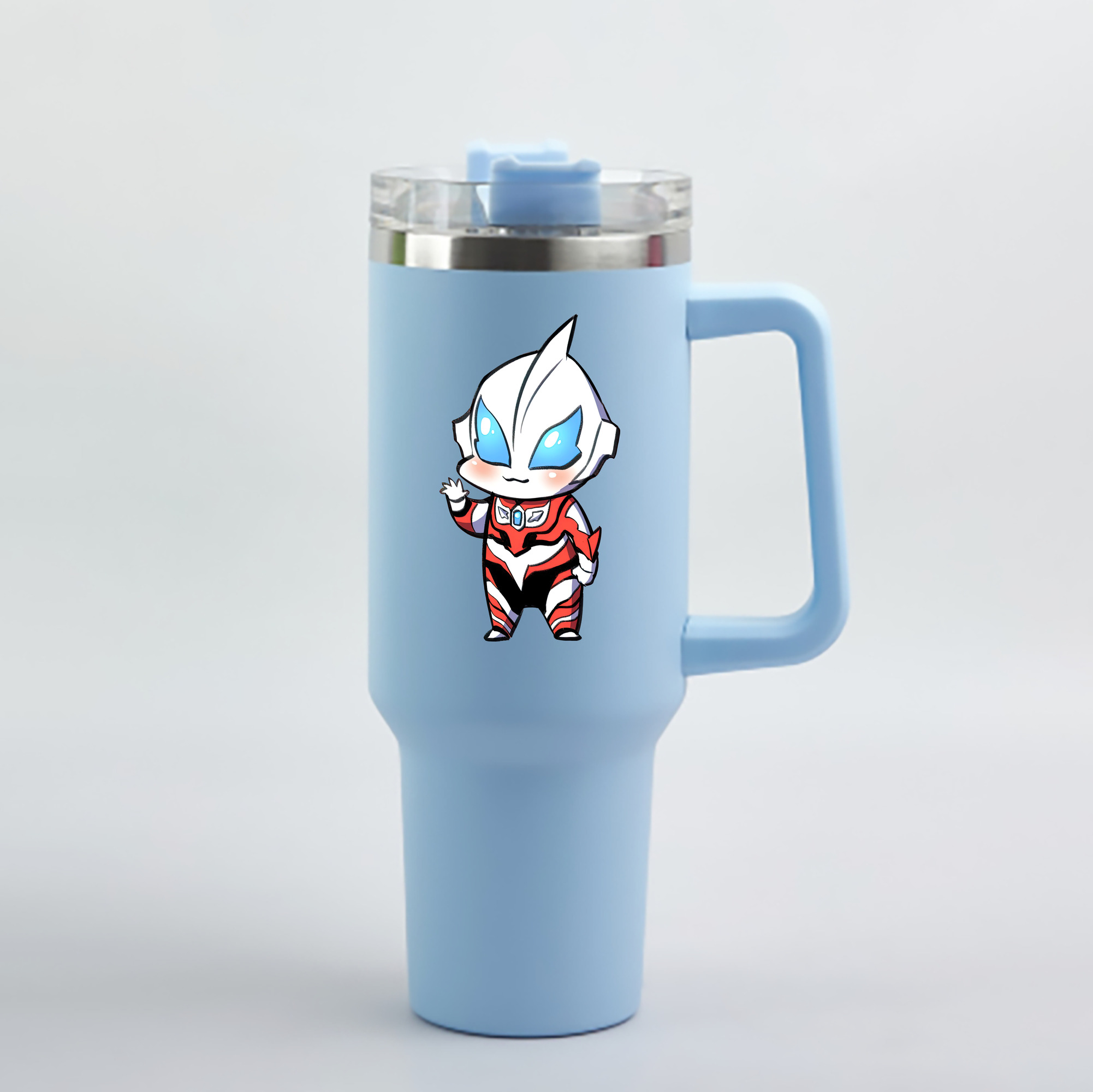 （画像用） ウルトラマン Ultraman 1200mL車用タンブラー - クリスタルステッカー（プラスチックストロー付き）