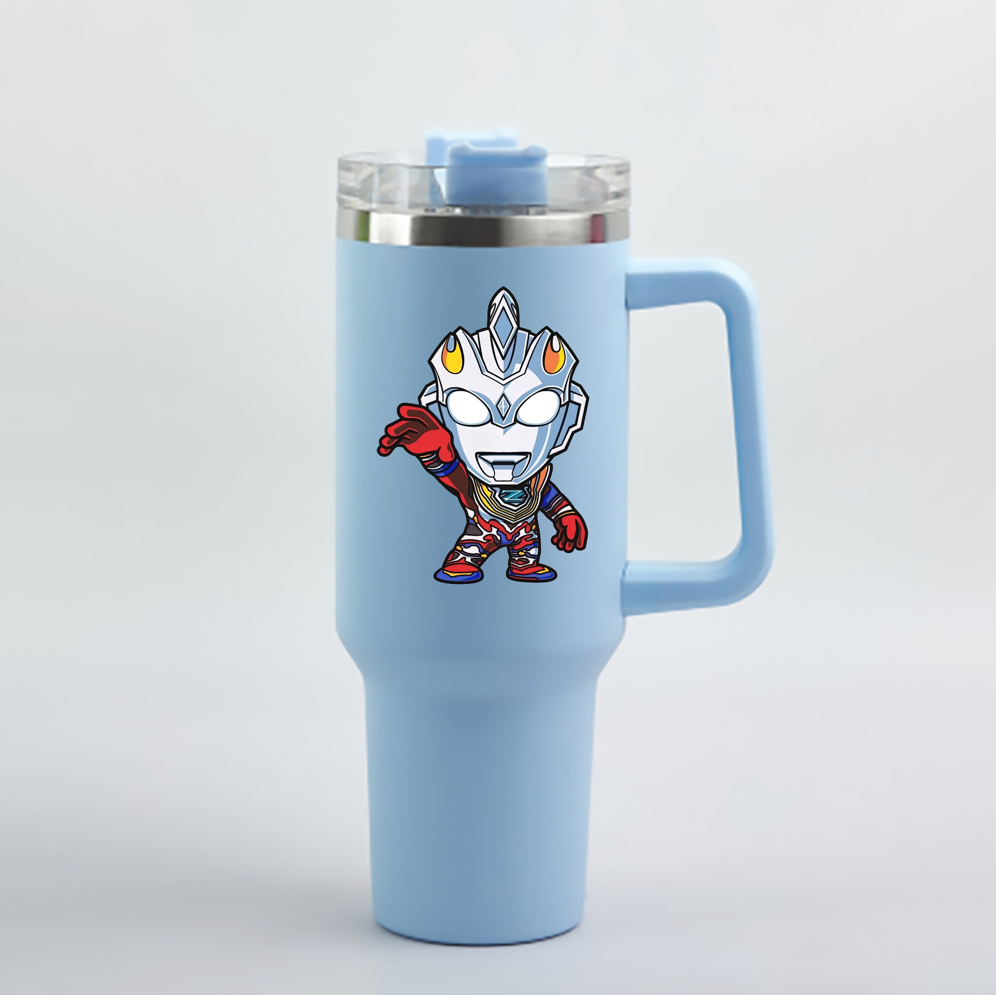 （画像用） ウルトラマン Ultraman 1200mL車用タンブラー - クリスタルステッカー（プラスチックストロー付き）