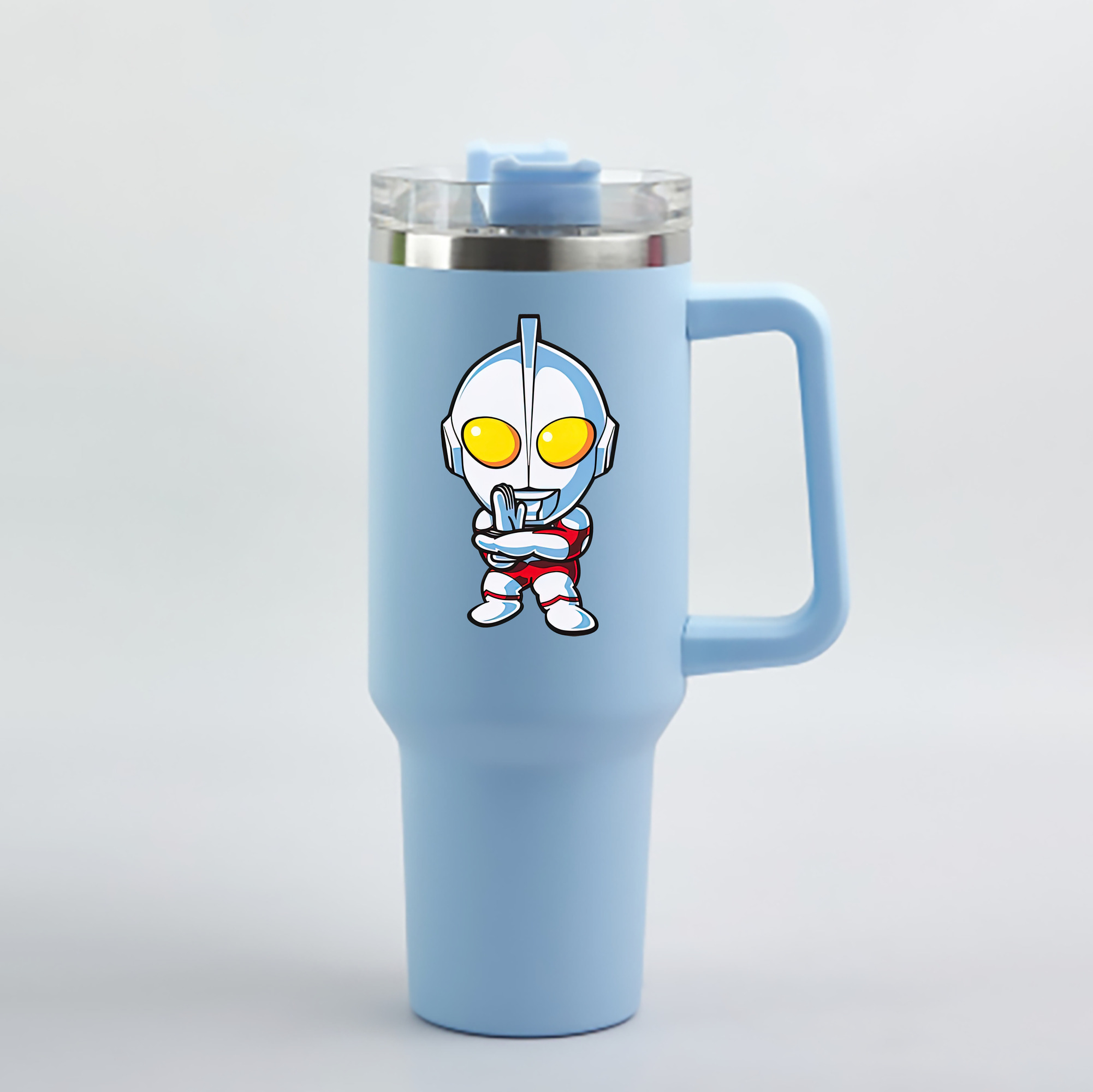 （画像用） ウルトラマン Ultraman 1200mL車用タンブラー - クリスタルステッカー（プラスチックストロー付き）