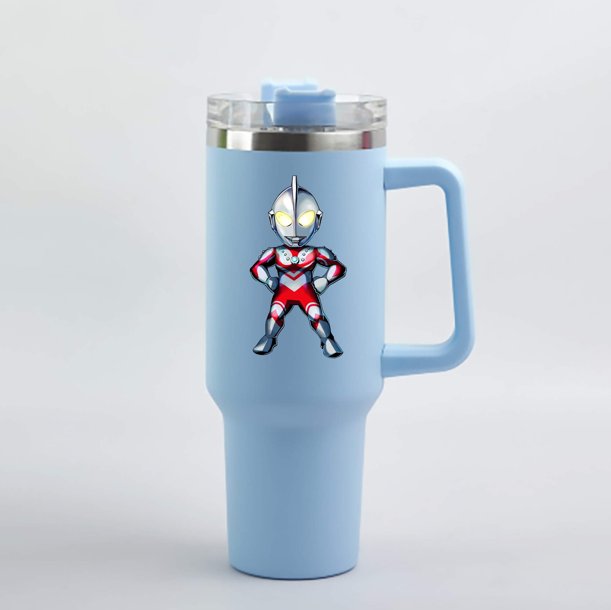 （画像用） ウルトラマン Ultraman 1200mL車用タンブラー - クリスタルステッカー（プラスチックストロー付き）