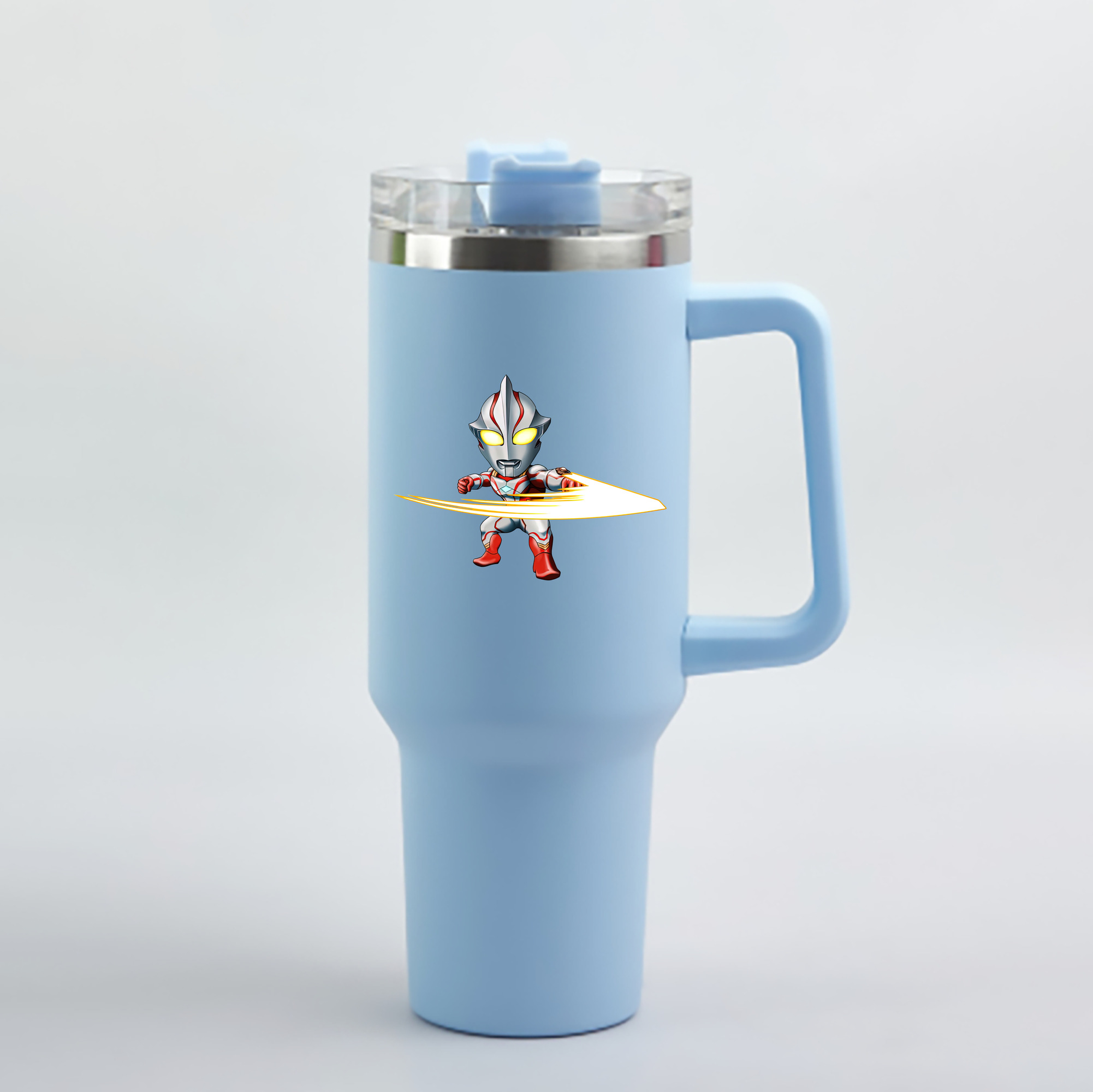 （画像用） ウルトラマン Ultraman 1200mL車用タンブラー - クリスタルステッカー（プラスチックストロー付き）