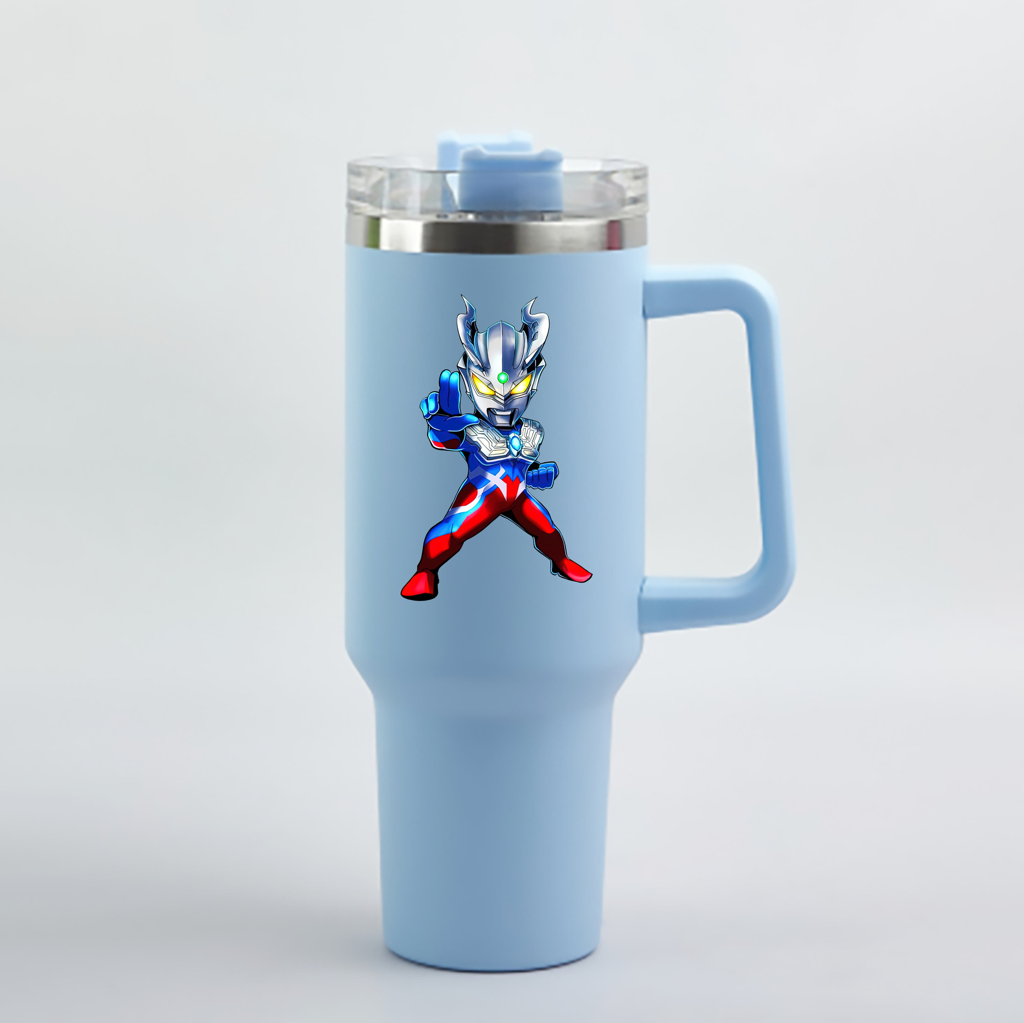（画像用） ウルトラマン Ultraman 1200mL車用タンブラー - クリスタルステッカー（プラスチックストロー付き）