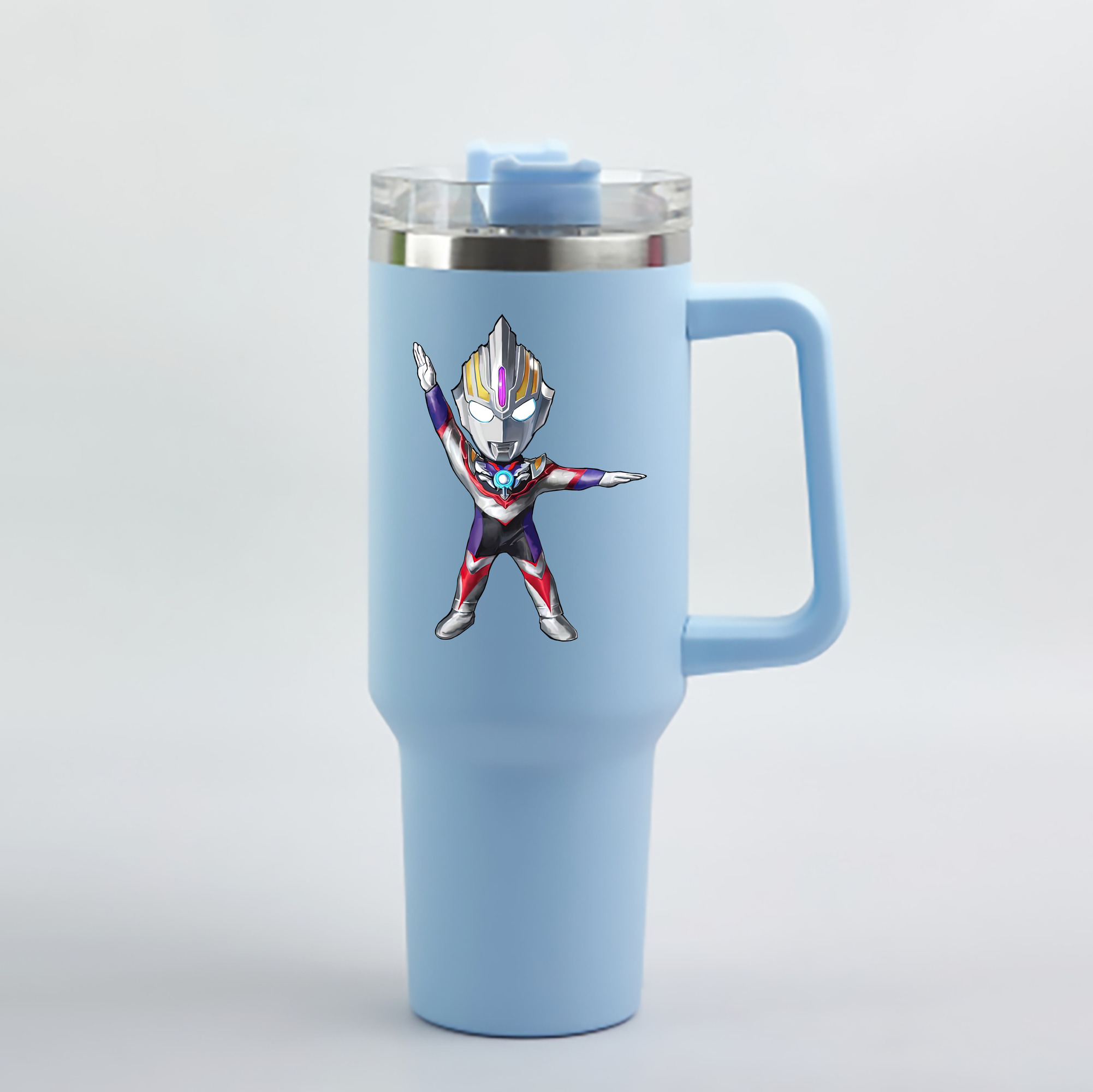 （画像用） ウルトラマン Ultraman 1200mL車用タンブラー - クリスタルステッカー（プラスチックストロー付き）