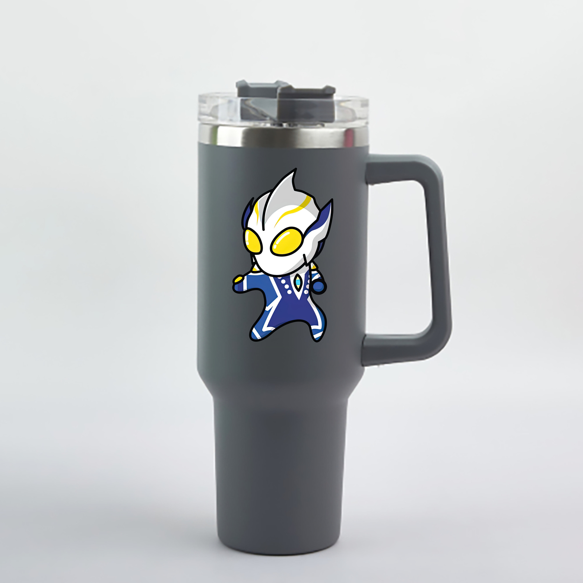 （画像用） ウルトラマン Ultraman 1200mL車用タンブラー - クリスタルステッカー（プラスチックストロー付き）