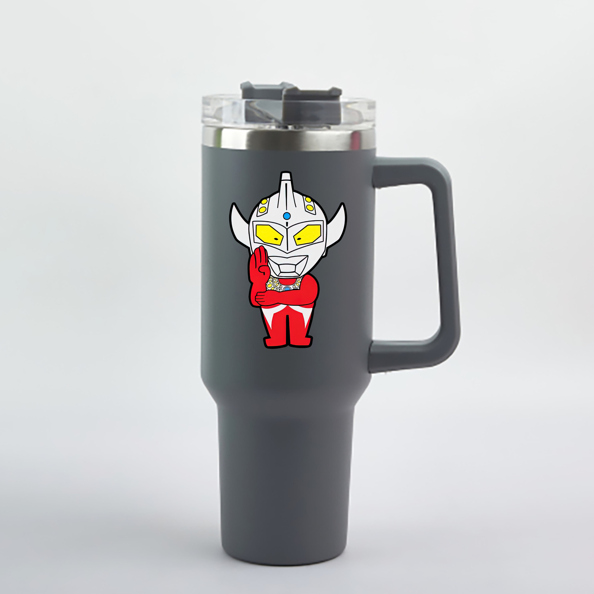 （画像用） ウルトラマン Ultraman 1200mL車用タンブラー - クリスタルステッカー（プラスチックストロー付き）