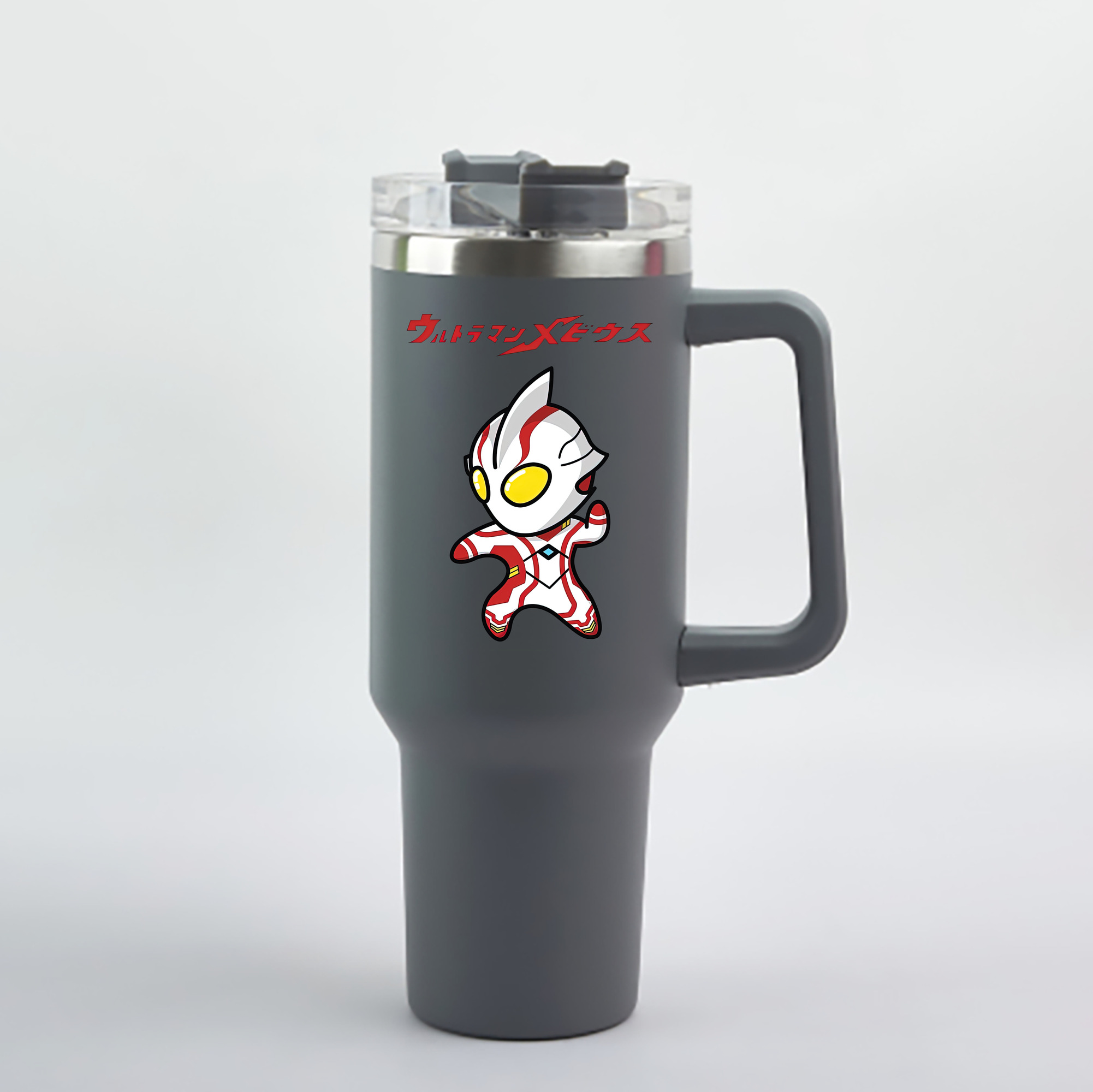 （画像用） ウルトラマン Ultraman 1200mL車用タンブラー - クリスタルステッカー（プラスチックストロー付き）