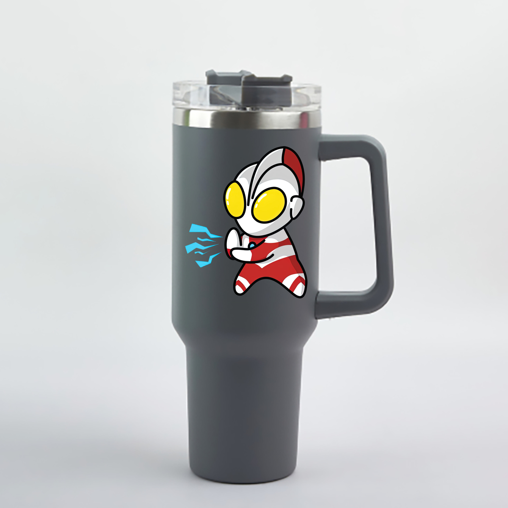 （画像用） ウルトラマン Ultraman 1200mL車用タンブラー - クリスタルステッカー（プラスチックストロー付き）