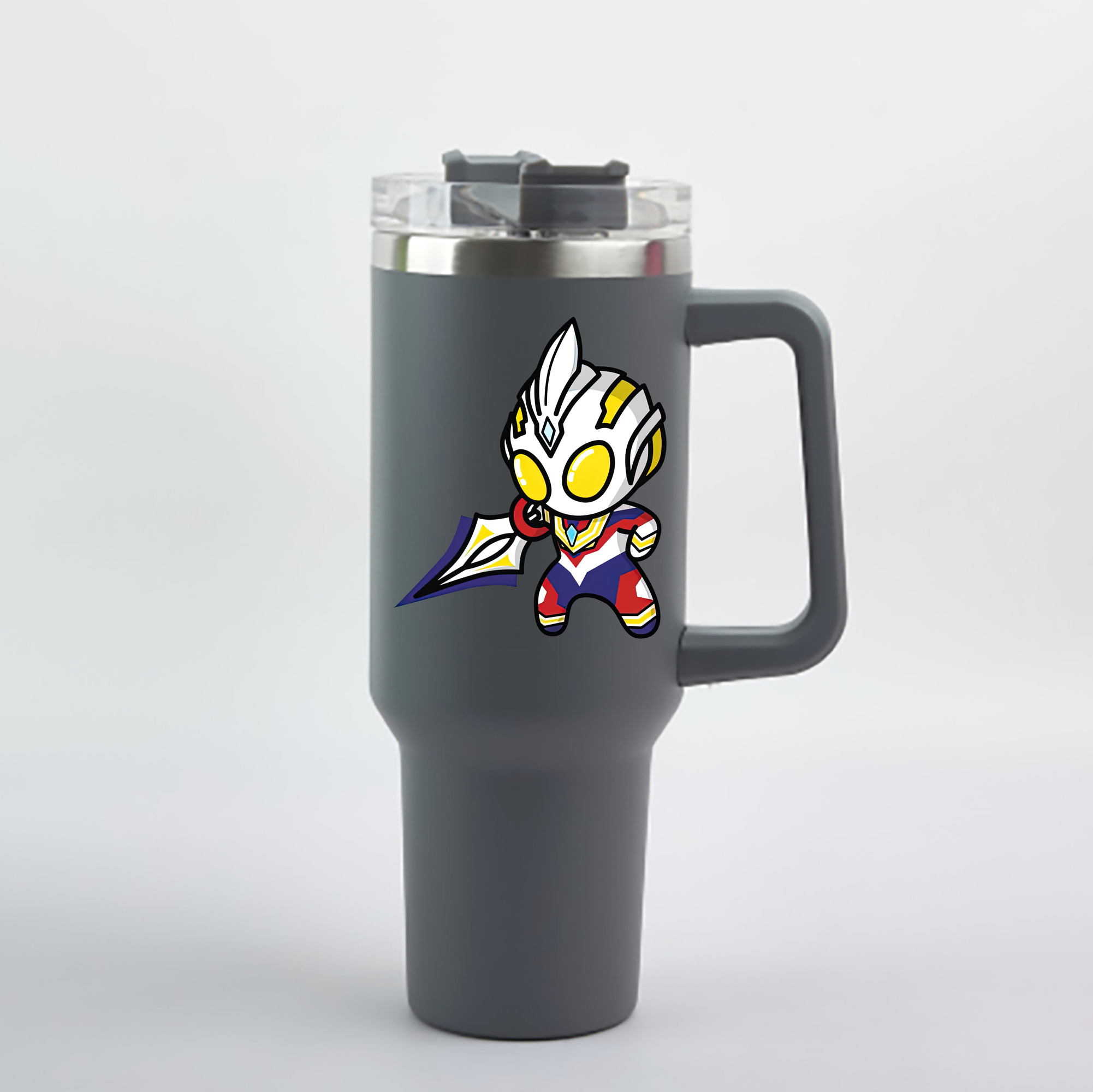 （画像用） ウルトラマン Ultraman 1200mL車用タンブラー - クリスタルステッカー（プラスチックストロー付き）