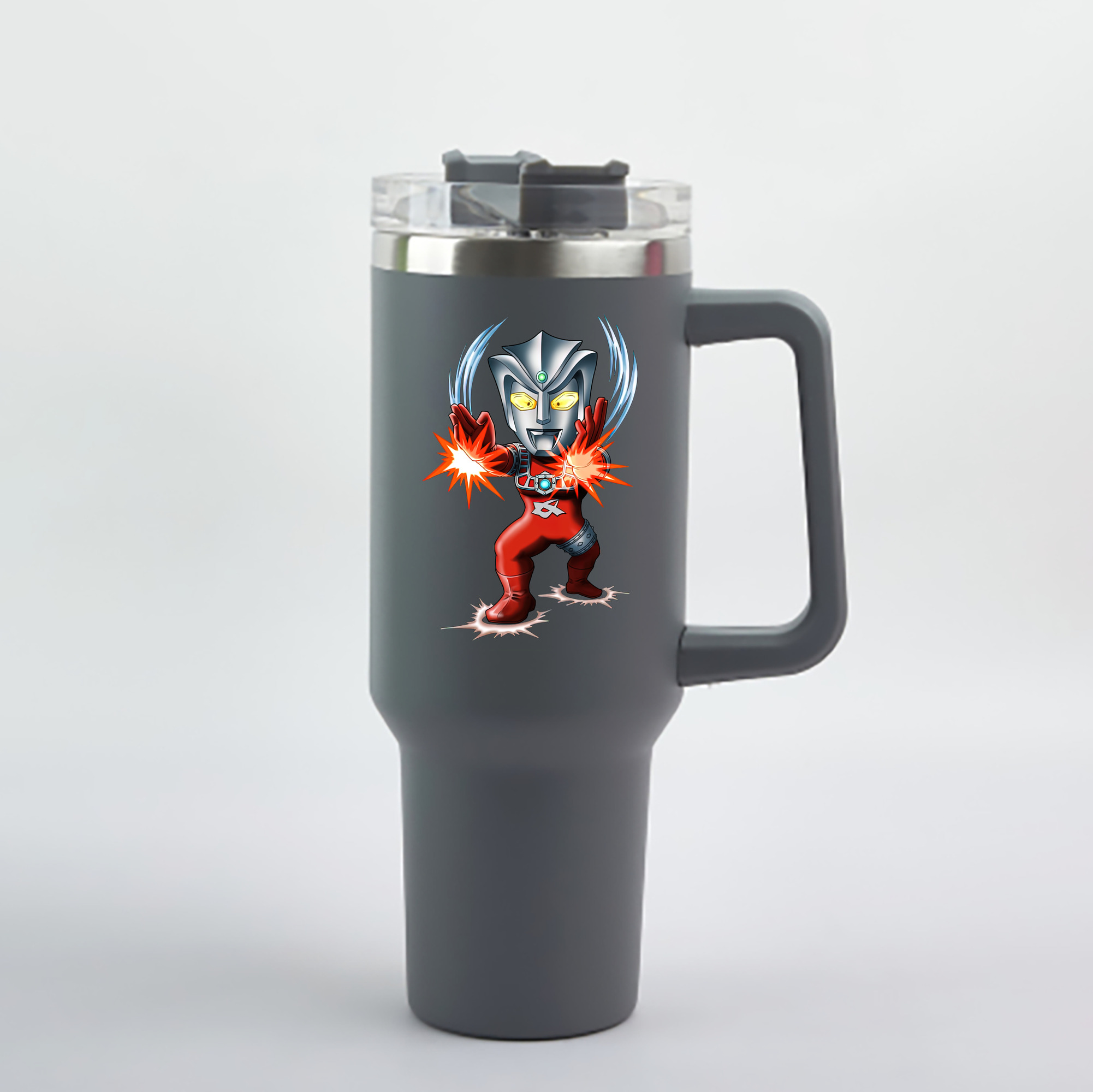 （画像用） ウルトラマン Ultraman 1200mL車用タンブラー - クリスタルステッカー（プラスチックストロー付き）