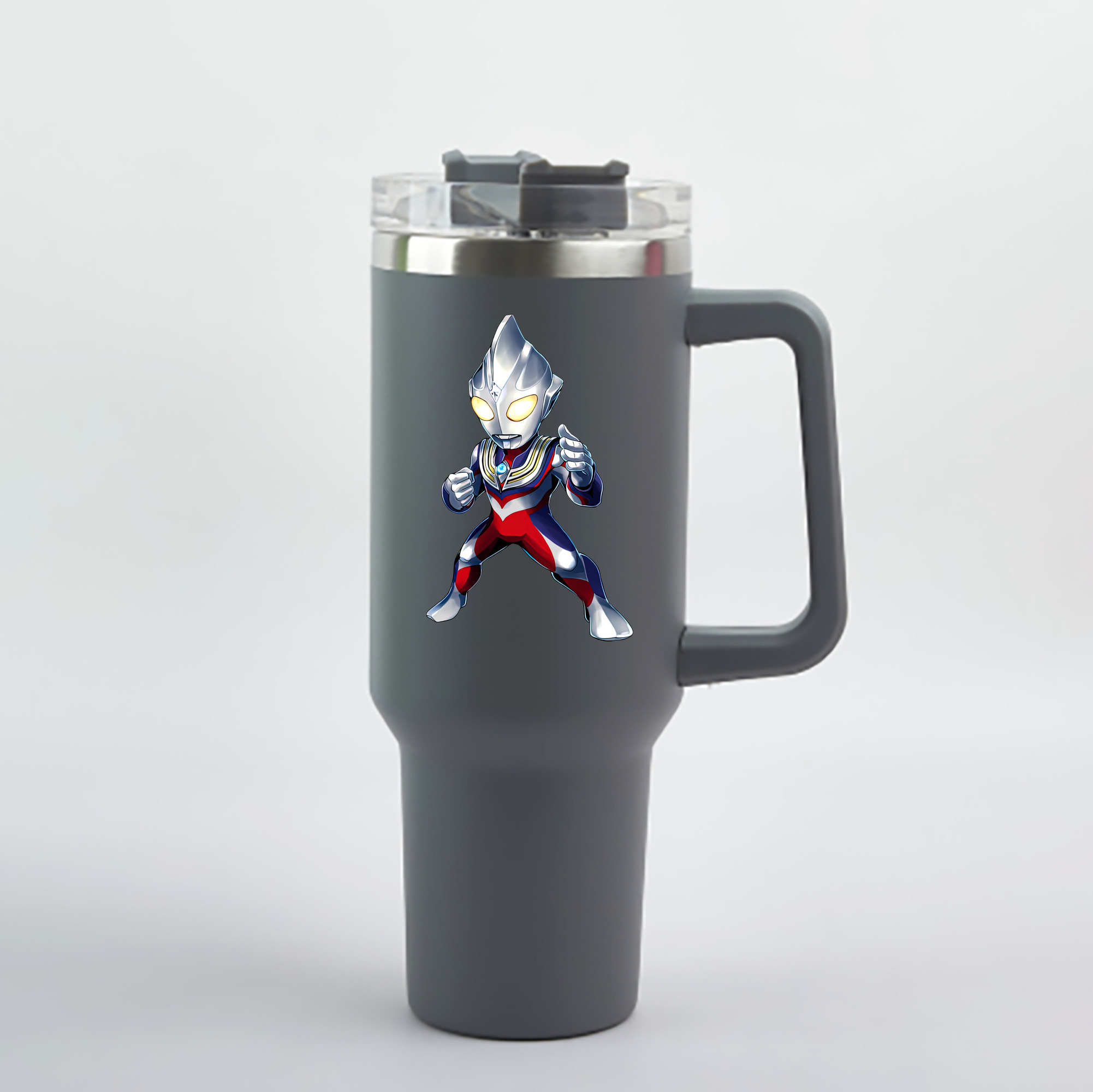 （画像用） ウルトラマン Ultraman 1200mL車用タンブラー - クリスタルステッカー（プラスチックストロー付き）
