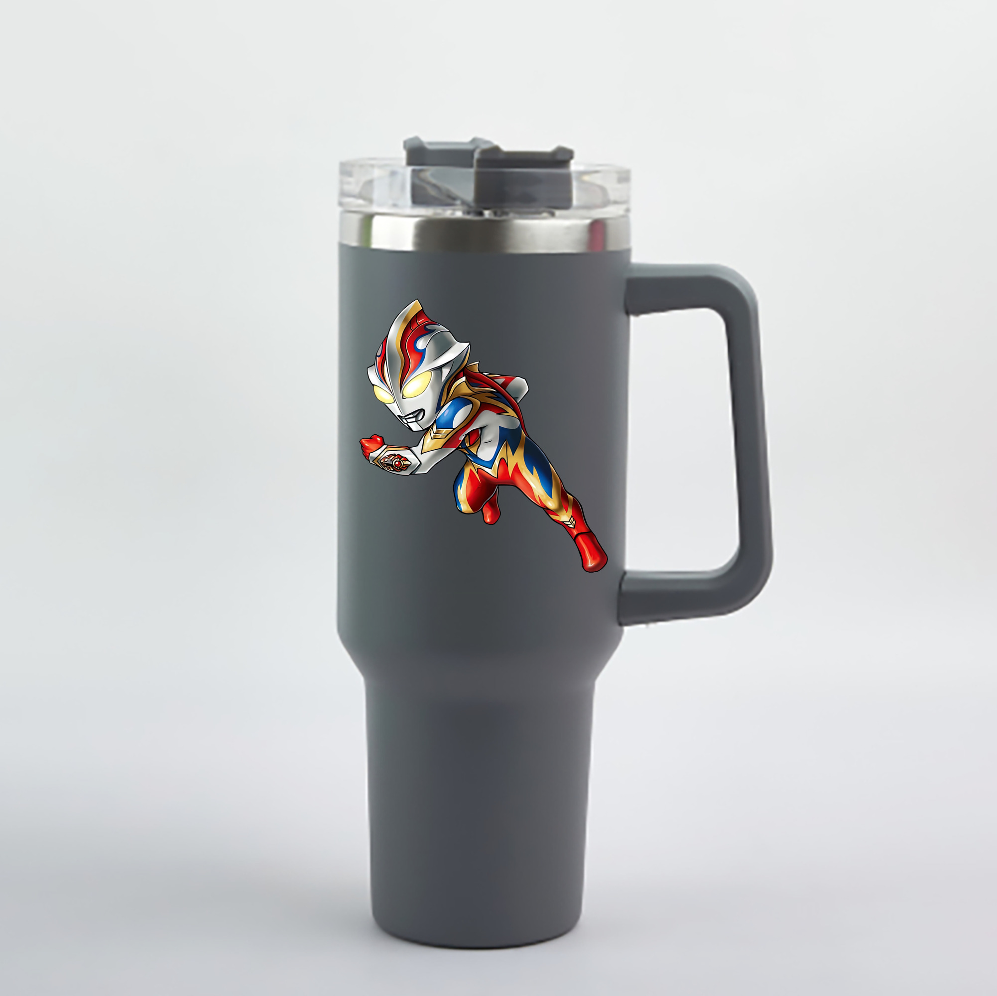 （画像用） ウルトラマン Ultraman 1200mL車用タンブラー - クリスタルステッカー（プラスチックストロー付き）
