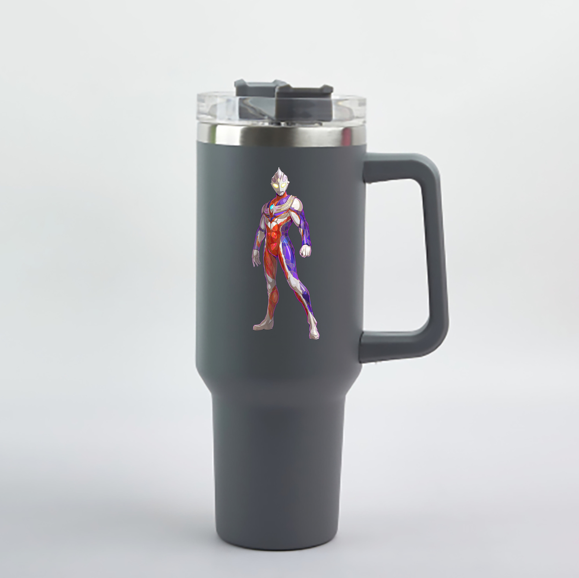 （画像用） ウルトラマン Ultraman 1200mL車用タンブラー - クリスタルステッカー（プラスチックストロー付き）
