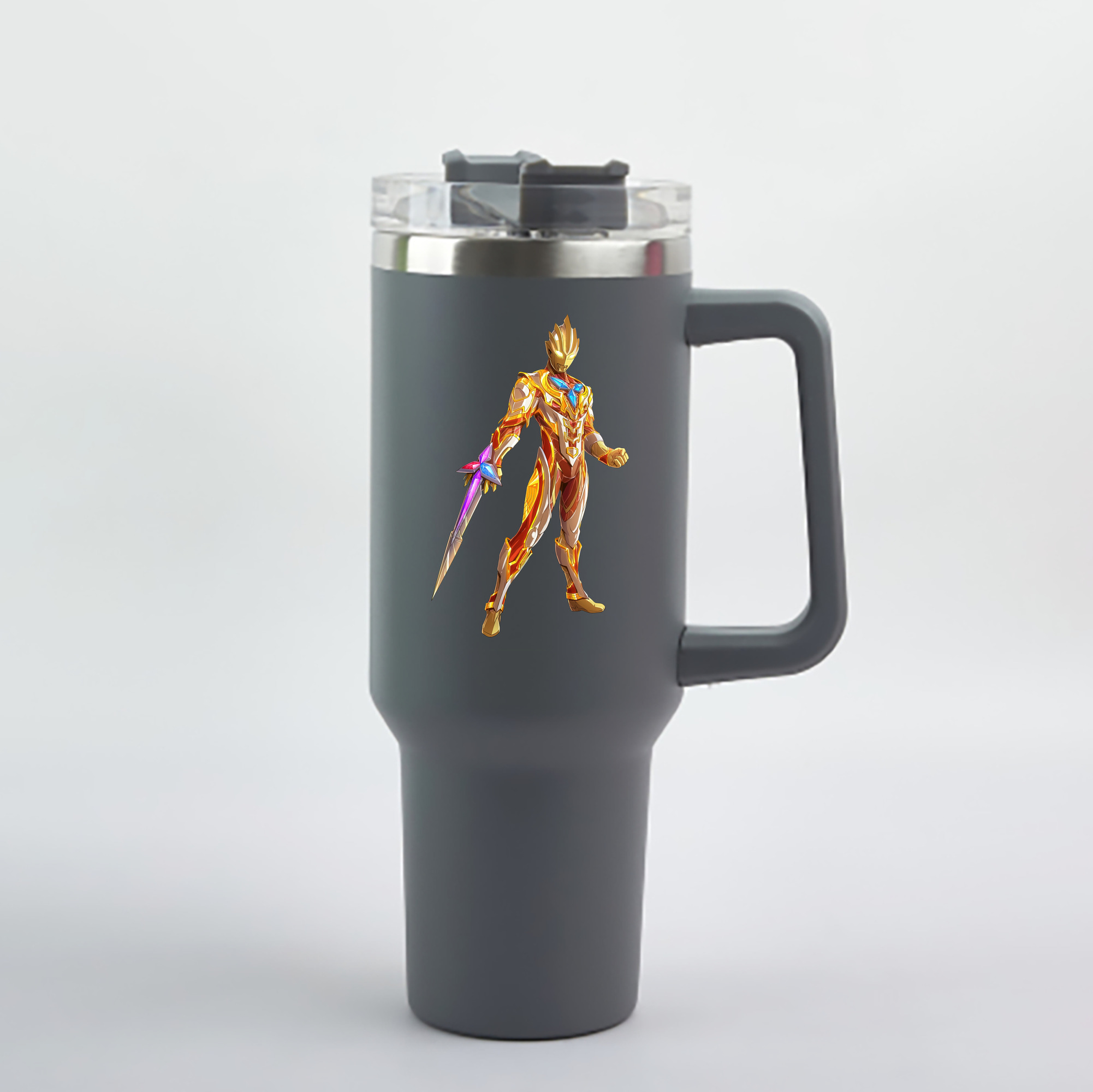 （画像用） ウルトラマン Ultraman 1200mL車用タンブラー - クリスタルステッカー（プラスチックストロー付き）