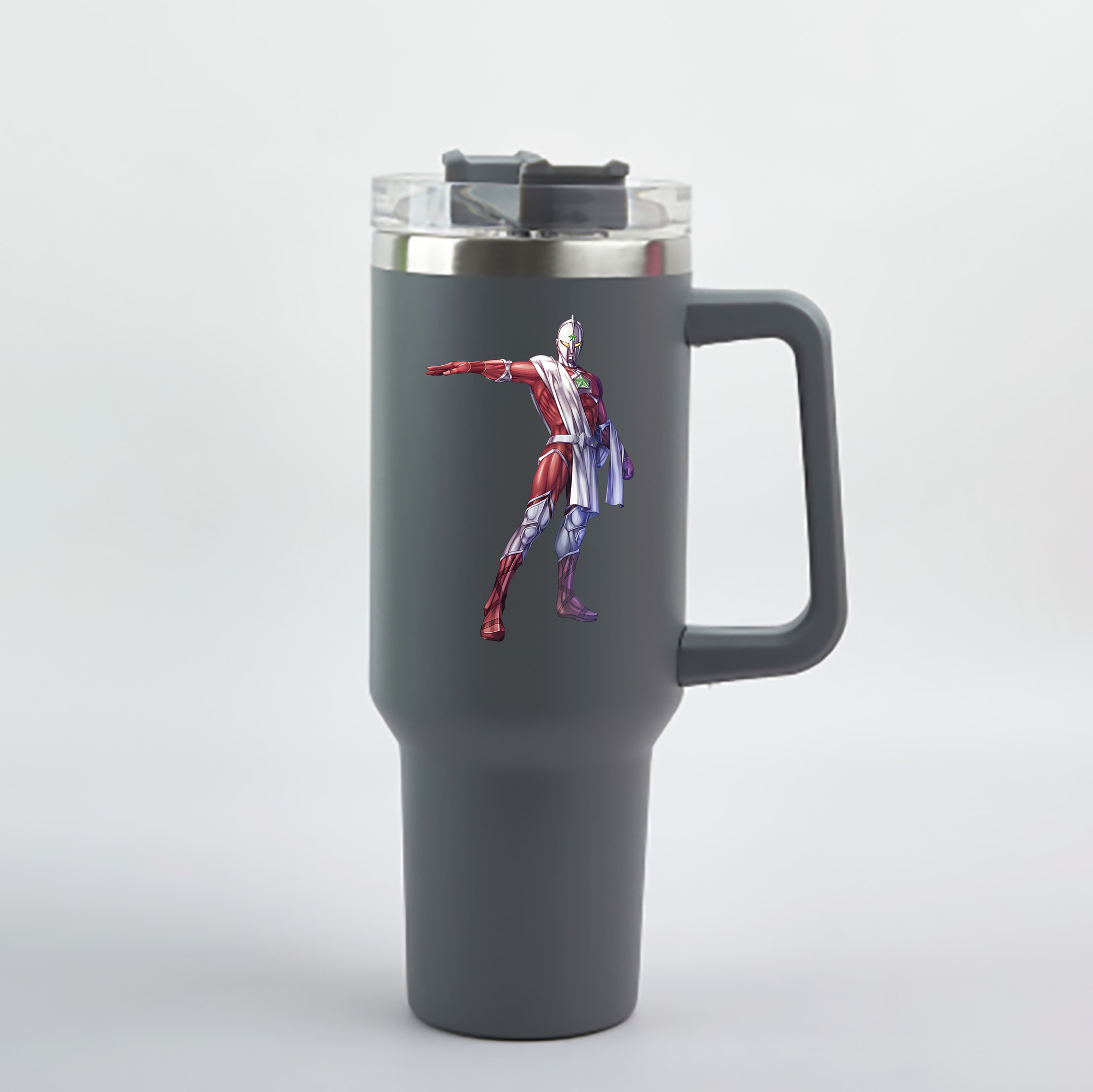 （画像用） ウルトラマン Ultraman 1200mL車用タンブラー - クリスタルステッカー（プラスチックストロー付き）