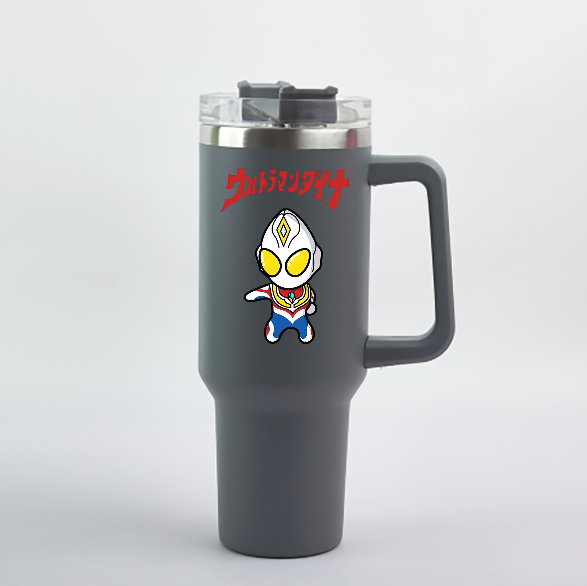 （画像用） ウルトラマン Ultraman 1200mL車用タンブラー - クリスタルステッカー（プラスチックストロー付き）