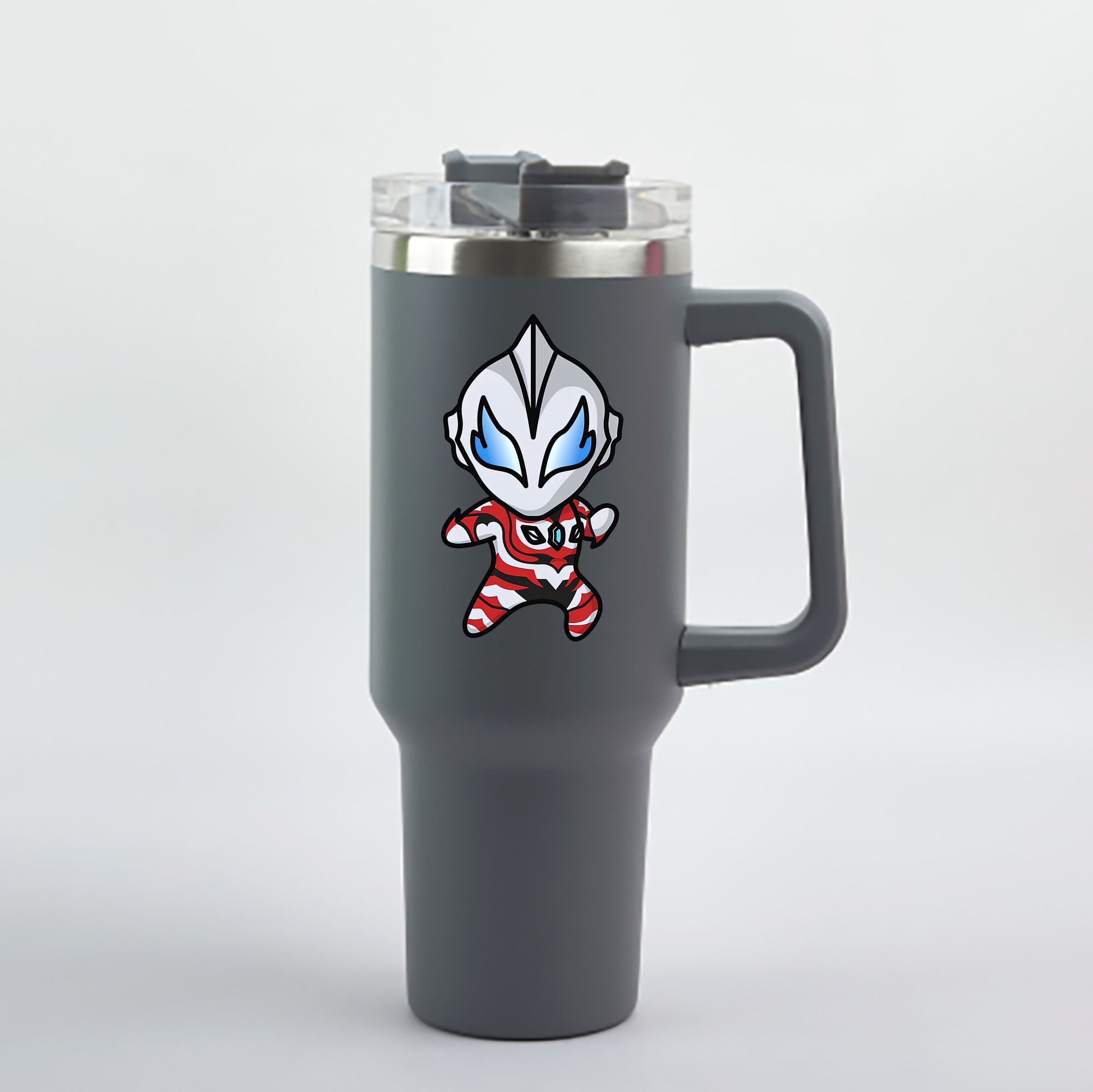 （画像用） ウルトラマン Ultraman 1200mL車用タンブラー - クリスタルステッカー（プラスチックストロー付き）