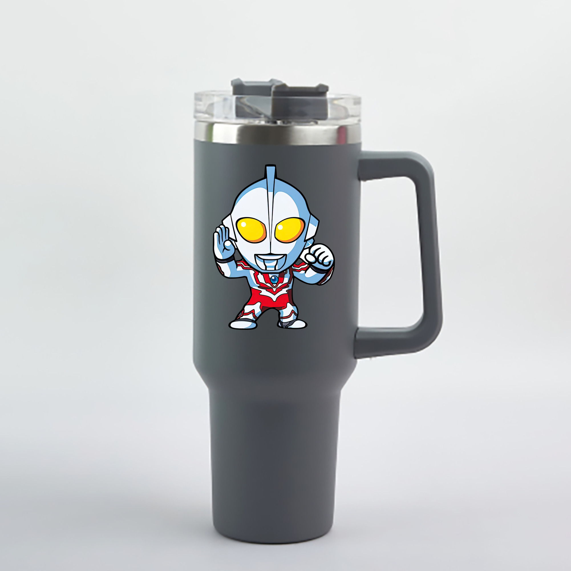 （画像用） ウルトラマン Ultraman 1200mL車用タンブラー - クリスタルステッカー（プラスチックストロー付き）