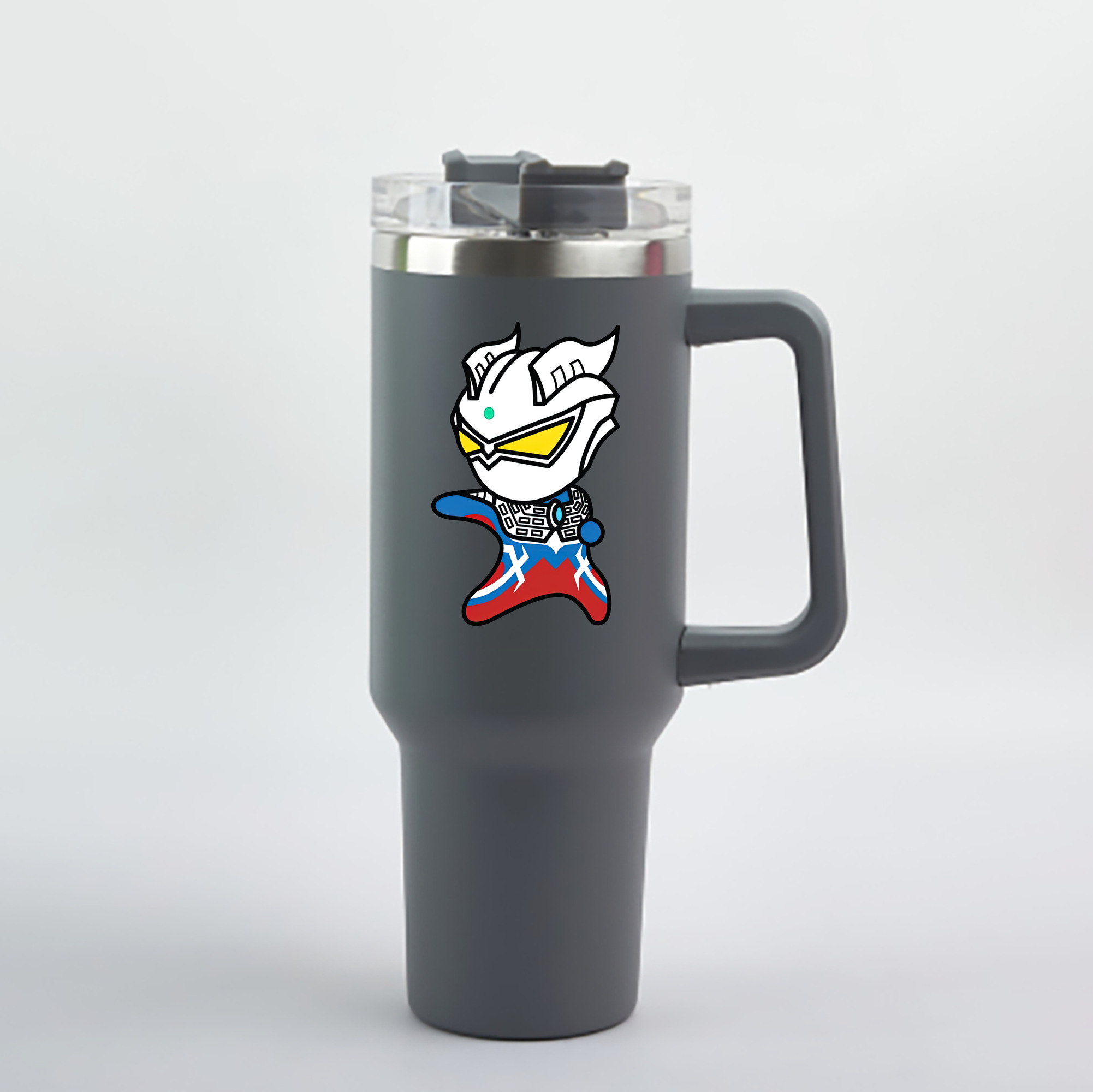 （画像用） ウルトラマン Ultraman 1200mL車用タンブラー - クリスタルステッカー（プラスチックストロー付き）