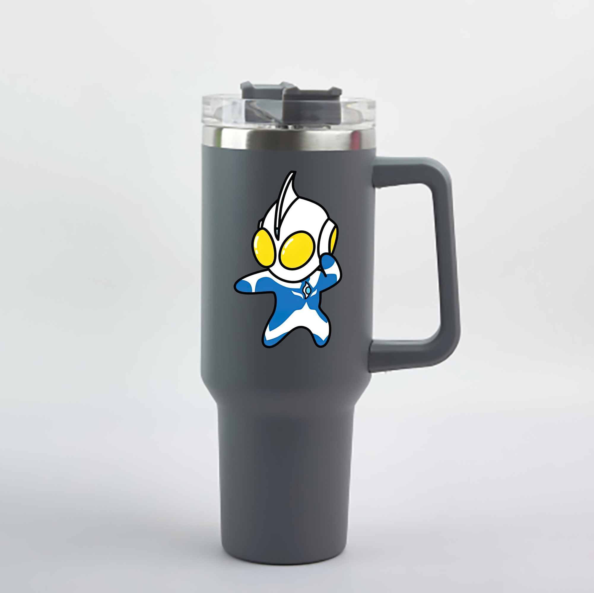 （画像用） ウルトラマン Ultraman 1200mL車用タンブラー - クリスタルステッカー（プラスチックストロー付き）